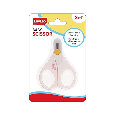 LuvLap Baby Scissors for Cutting Nails, White, 3m+
