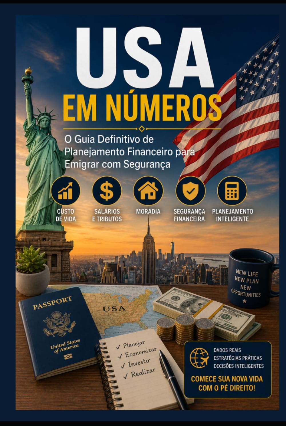ESTADOS UNIDOS EM NÚMEROS: O Guia Financeiro Completo para Planejar, Economizar e Prosperar na Sua Mudança para os EUA