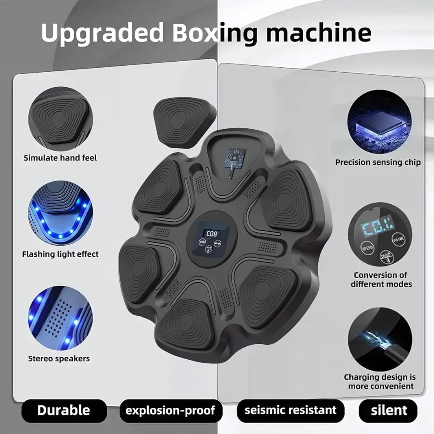 Music Boxing Machine for Adults – Wall Boxing Punching Pad, Machine Boxing Equipment for Training, Music Boxing Workout Trainer for Home or Gym - Gift for Dad
