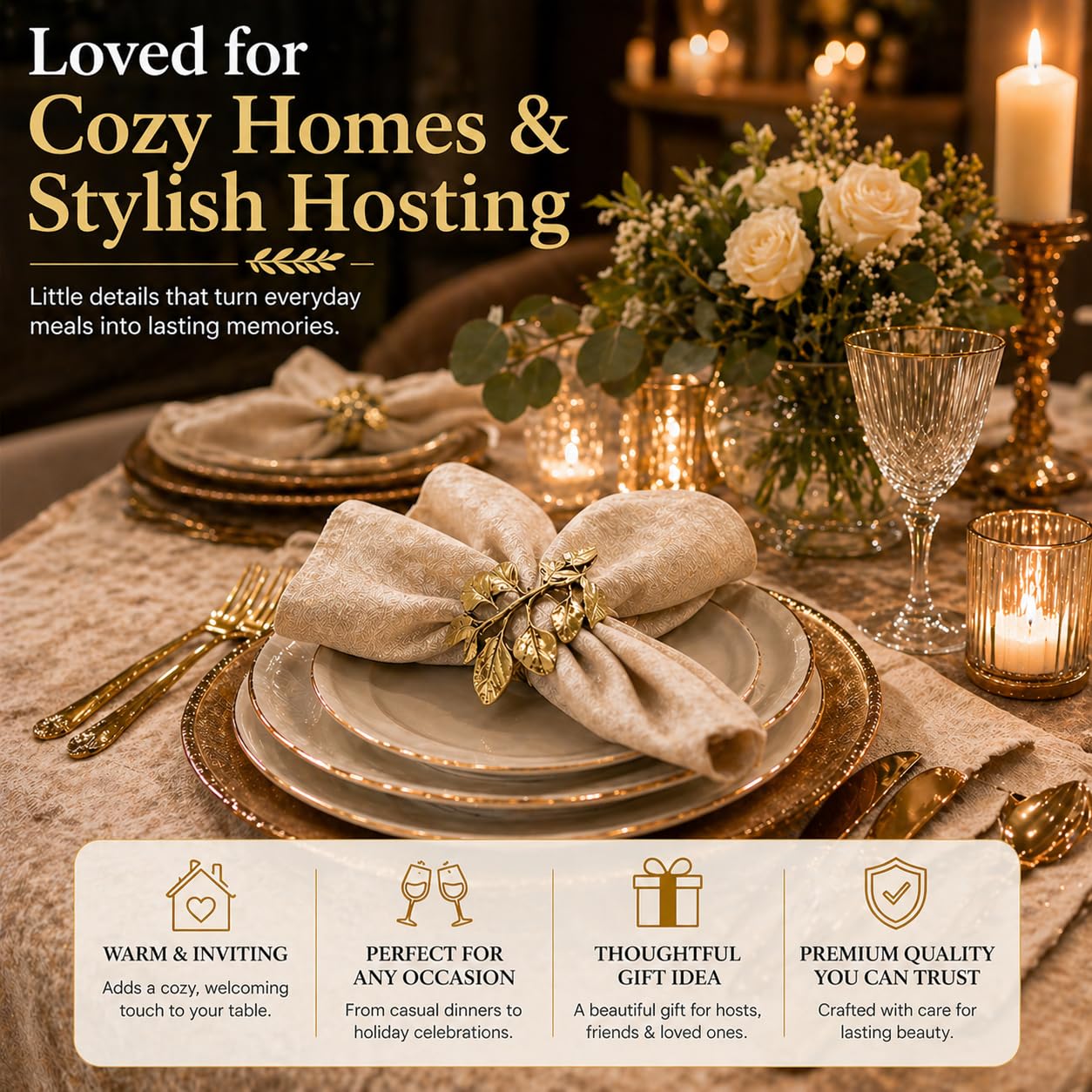 Kräuter-Serviettenringe – Vintage-Blatt-Serviettenring Set von 8 Stück für jeden Anlass – ideal für Thanksgiving, Weihnachten, Hochzeit, Herbst, Party, Feiern