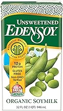 Edensoy Unsweetened Eden Organic Soymilk, Non-GMO, USA Whole Soy (Soya) Milk, Non-Dairy, Vegan, Plain, Shelf Stable, 32 oz