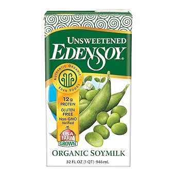 Edensoy Unsweetened Eden Organic Soymilk, Non-GMO, USA Whole Soy (Soya) Milk, Non-Dairy, Vegan, Plain, Shelf Stable, 32 oz