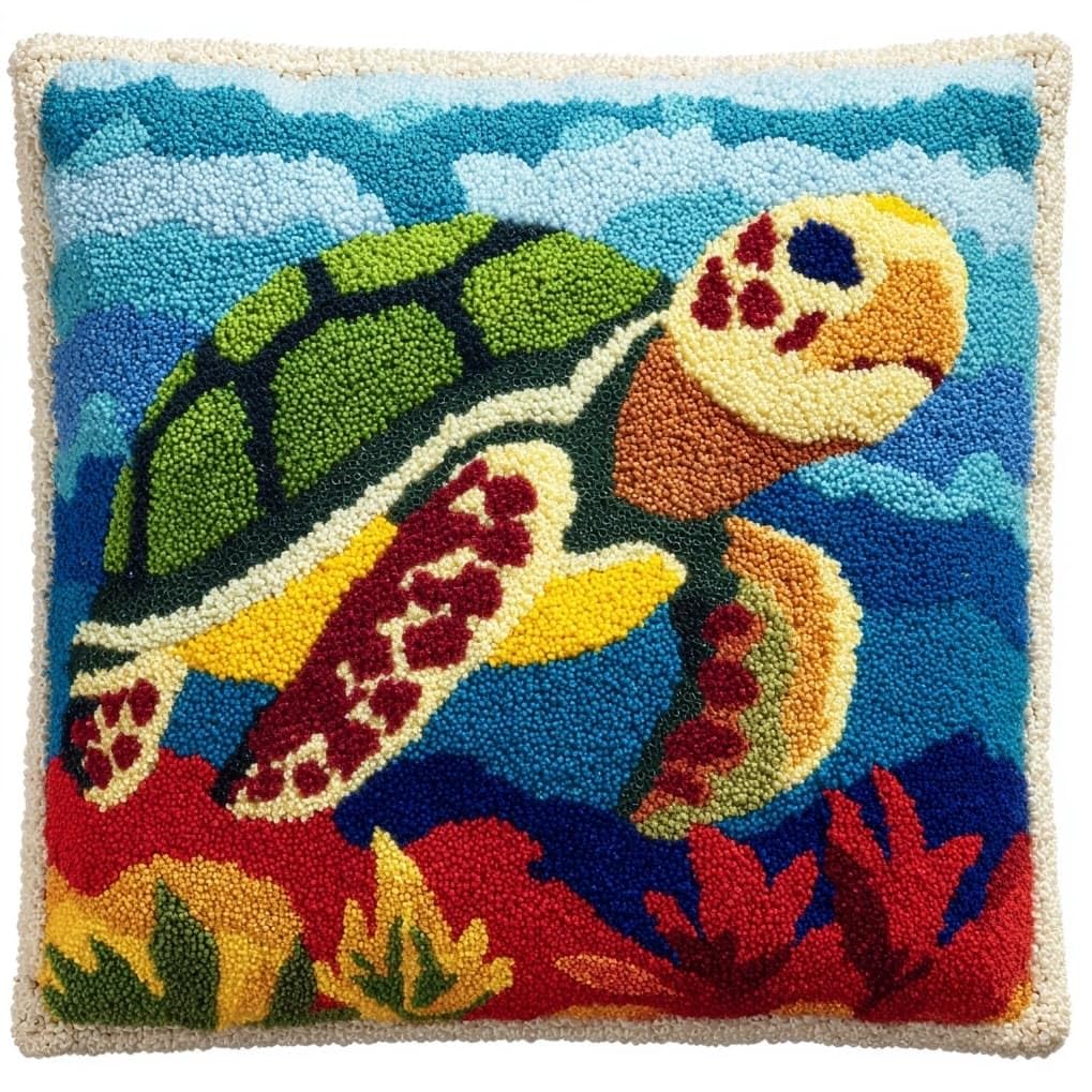 AxiangziK Pre-Printed Latch Hook Cushion Kits,Cartoon Turtle