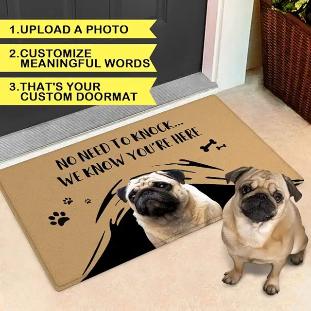 Personalized Dog Welcome Doormat - Custom Photo & Text for Front Door