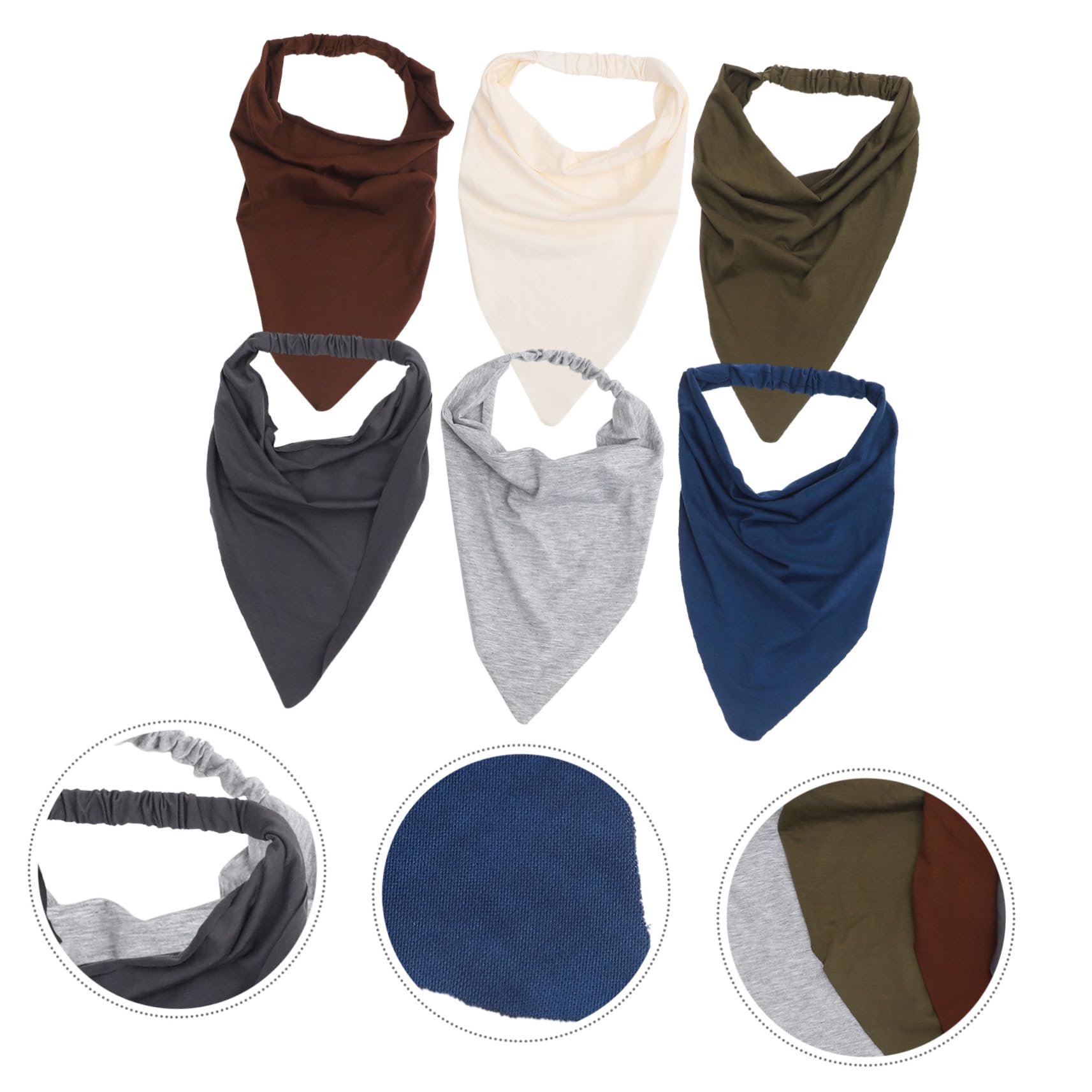 6 pezzi Sciarpe Elastiche per Capelli Donna Bandane Triangolari Boho in Traspirante e Confortevole Fasce Moda Antiscivolo per Stili Estivi e Casual Colori Vari