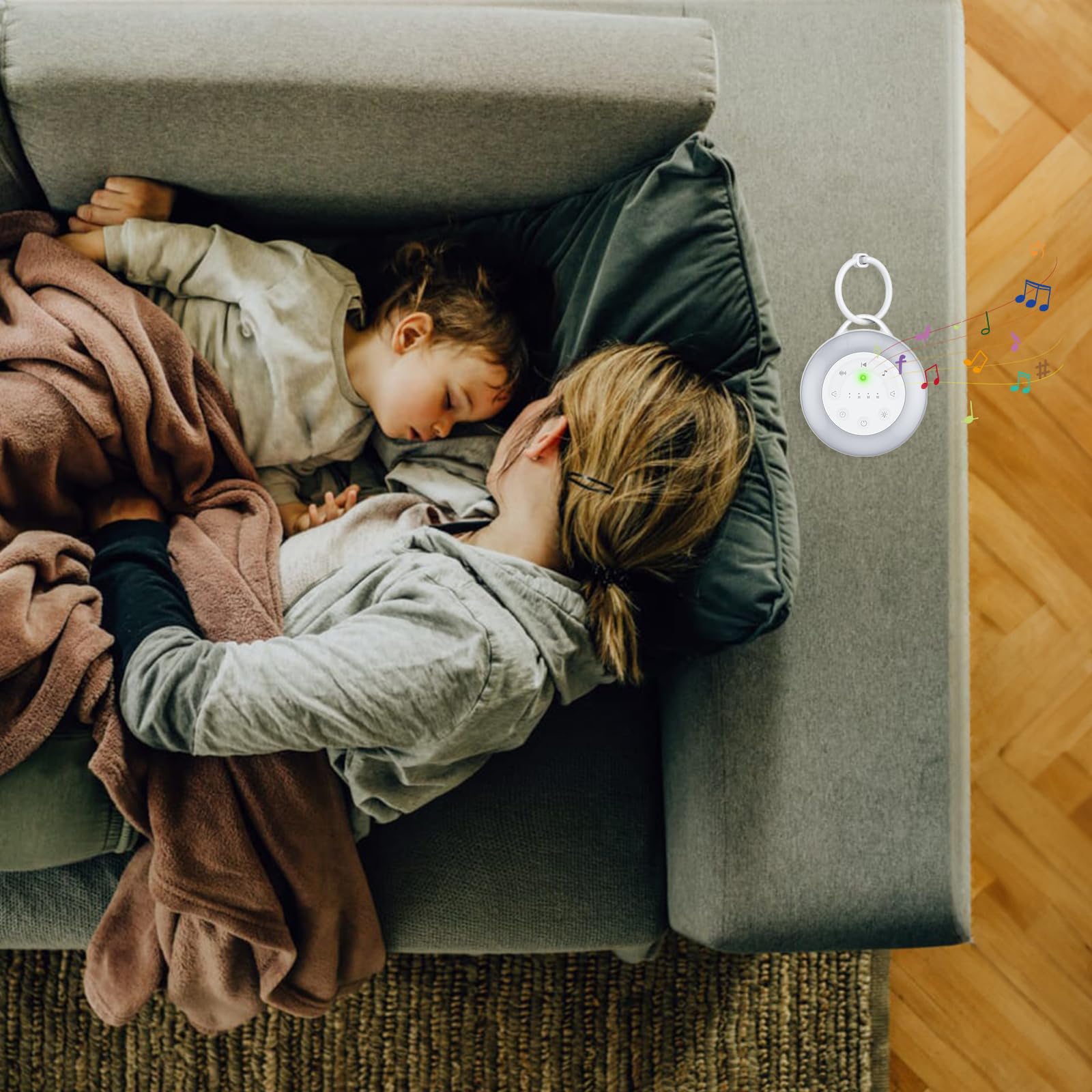 White Noise Machine Einschlafhilfe 24 Beruhigende Geräusche Tragbar 2000mAh Akku 3-Timer Memory-Funktion 16 stufige Lautstärke Babys Erwachsene Weiß