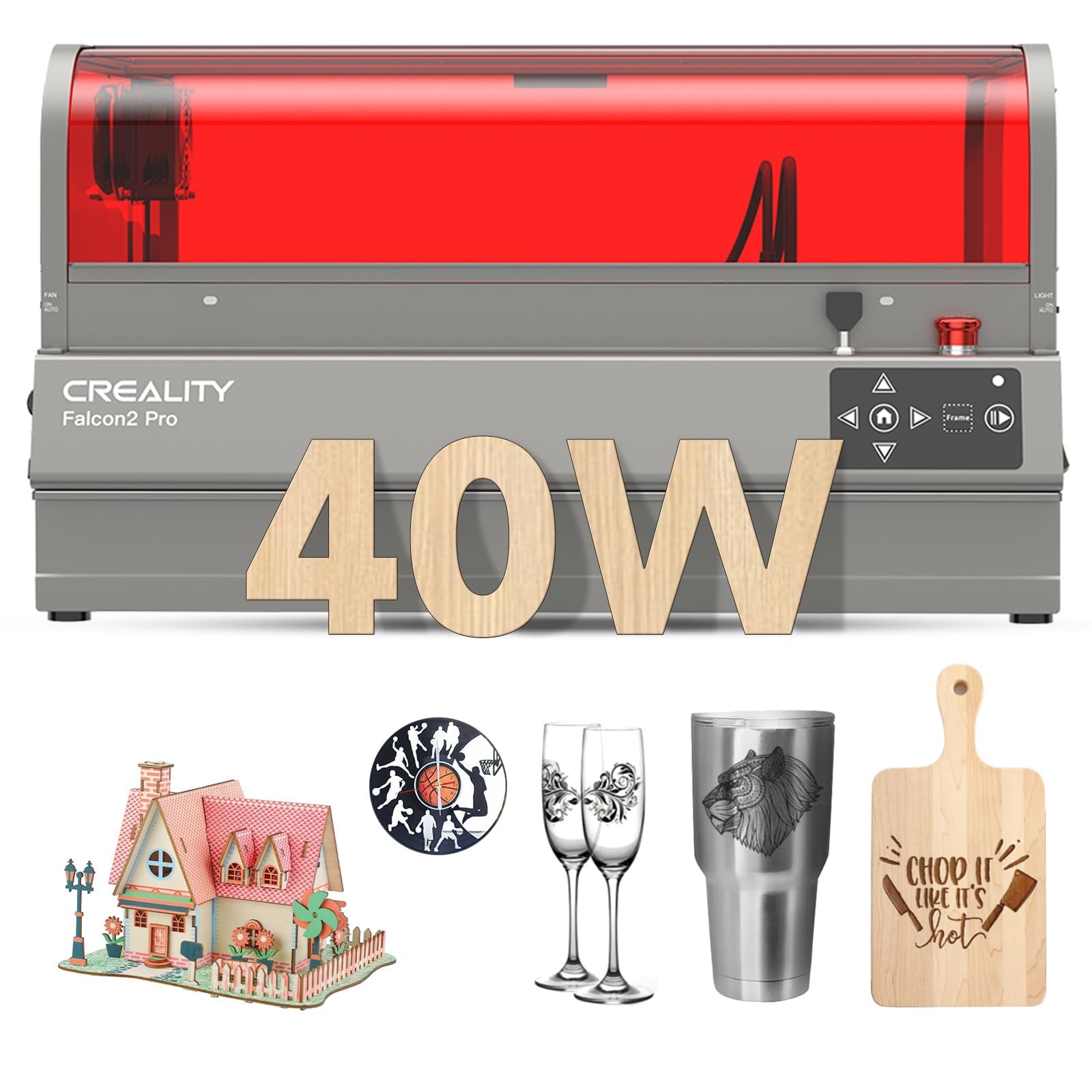 Creality Falcon2 Pro 40W Laser Engraver - With Rotary Roller For Cylindrical Objects