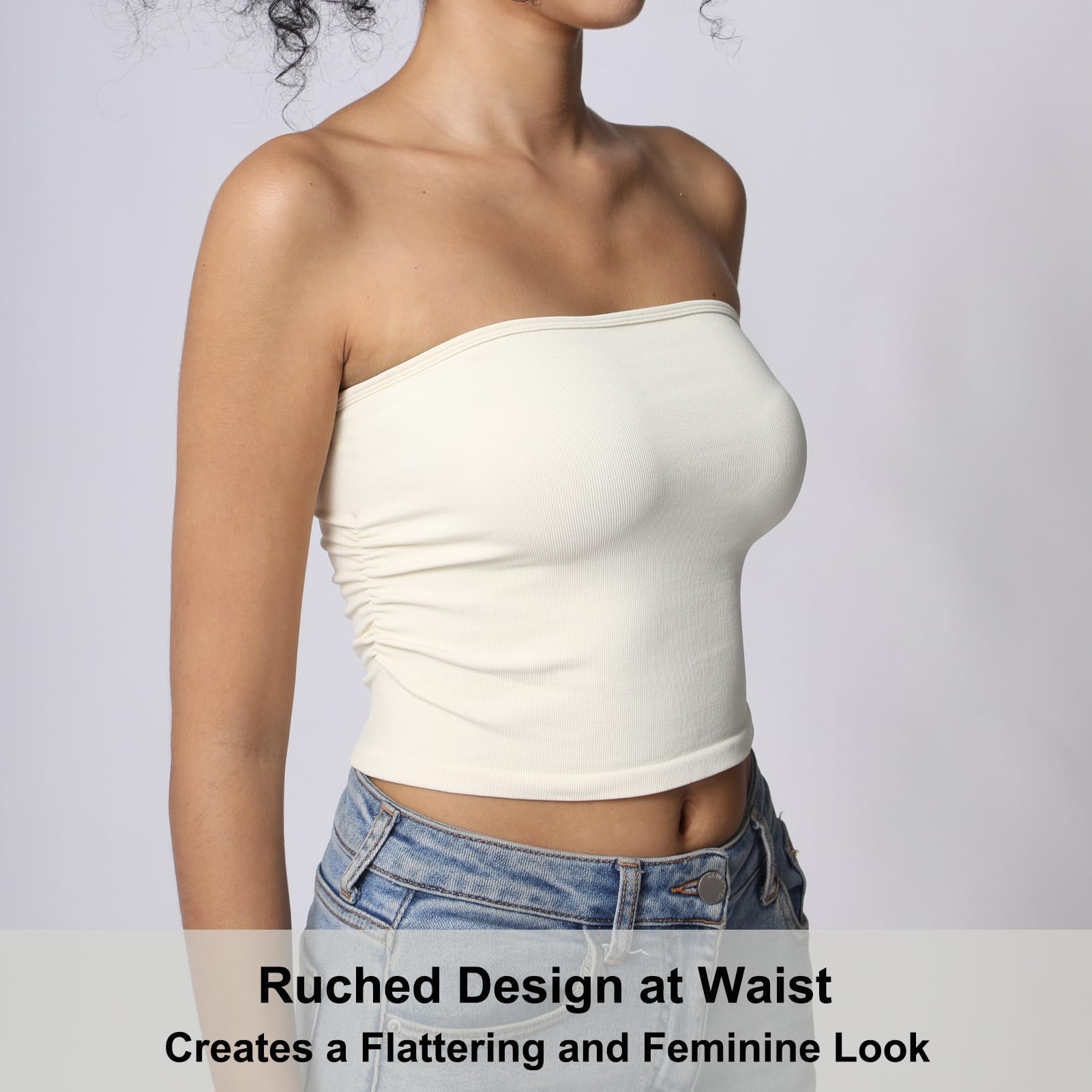 Camiseta de Tubo para Mujer, sin Tirantes, Bandeau, sin Mangas, básica, sin Espalda, para Verano, para Salir
