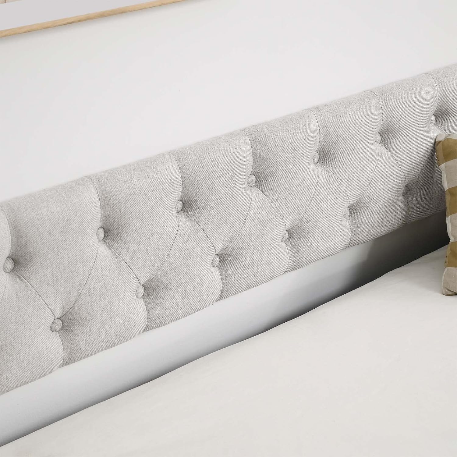 Antetek Daybed with Trundle, Modern Velvet Upholstered Twin Size Day Bed Button-Tufted Sofa Daybed Frame and A Trundle, No Box Spring Needed, Furniture for Bedroom Living Room Guest Room (Beige, Twin)