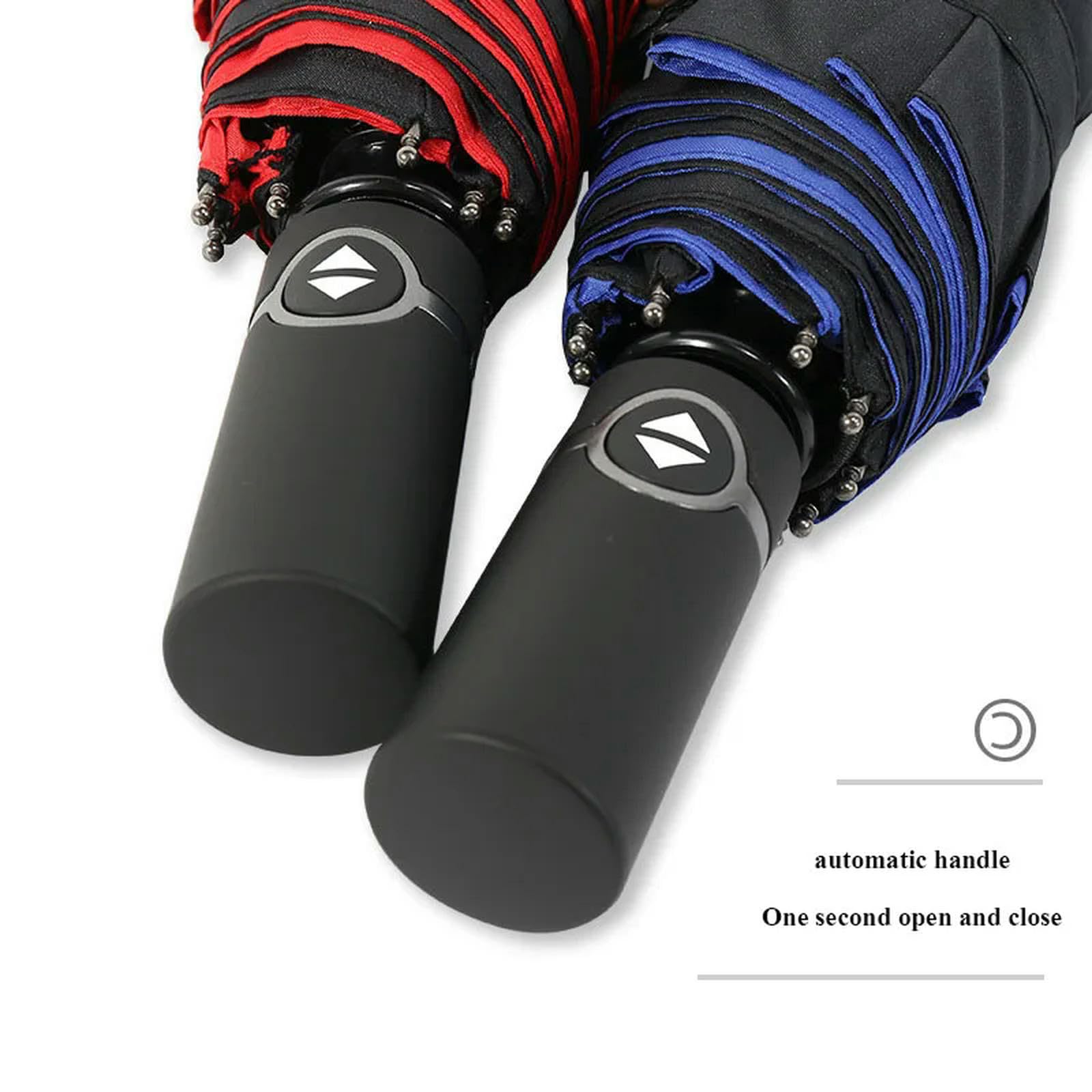 Ombrello Pieghevole Ombrello A Doppio Strato Completamente Automatico di Grande Pioggia E Pioggia A Doppio Utilizzo Ombrello Pieghevole Aziendale-Rosso