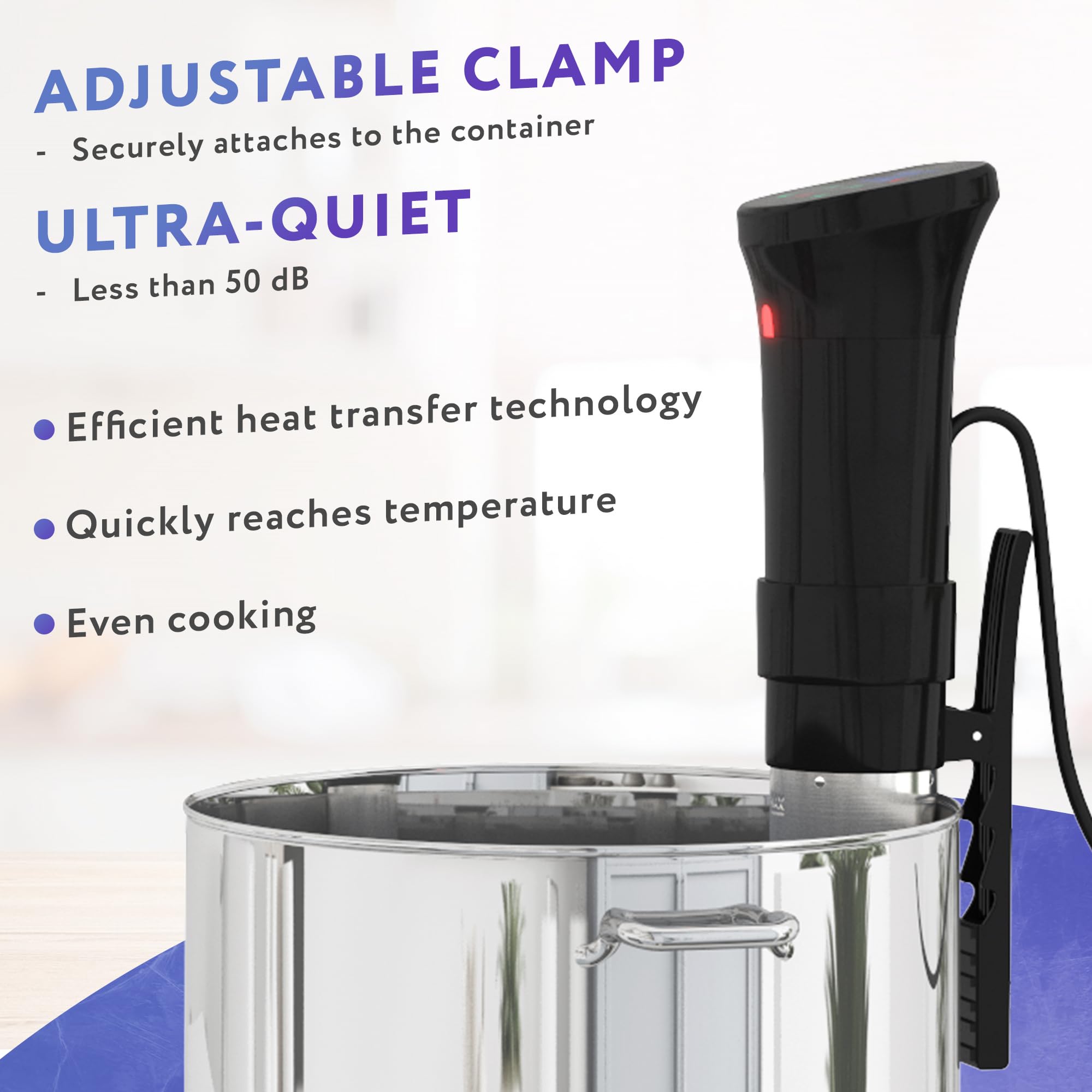 APQ Sous Vide Cooker 1100W, Circulador de inmersión térmica con receta y abrazadera ajustable, calentador Sous Vide con temperatura precisa y temporizador digital, acero inoxidable ultra silencioso