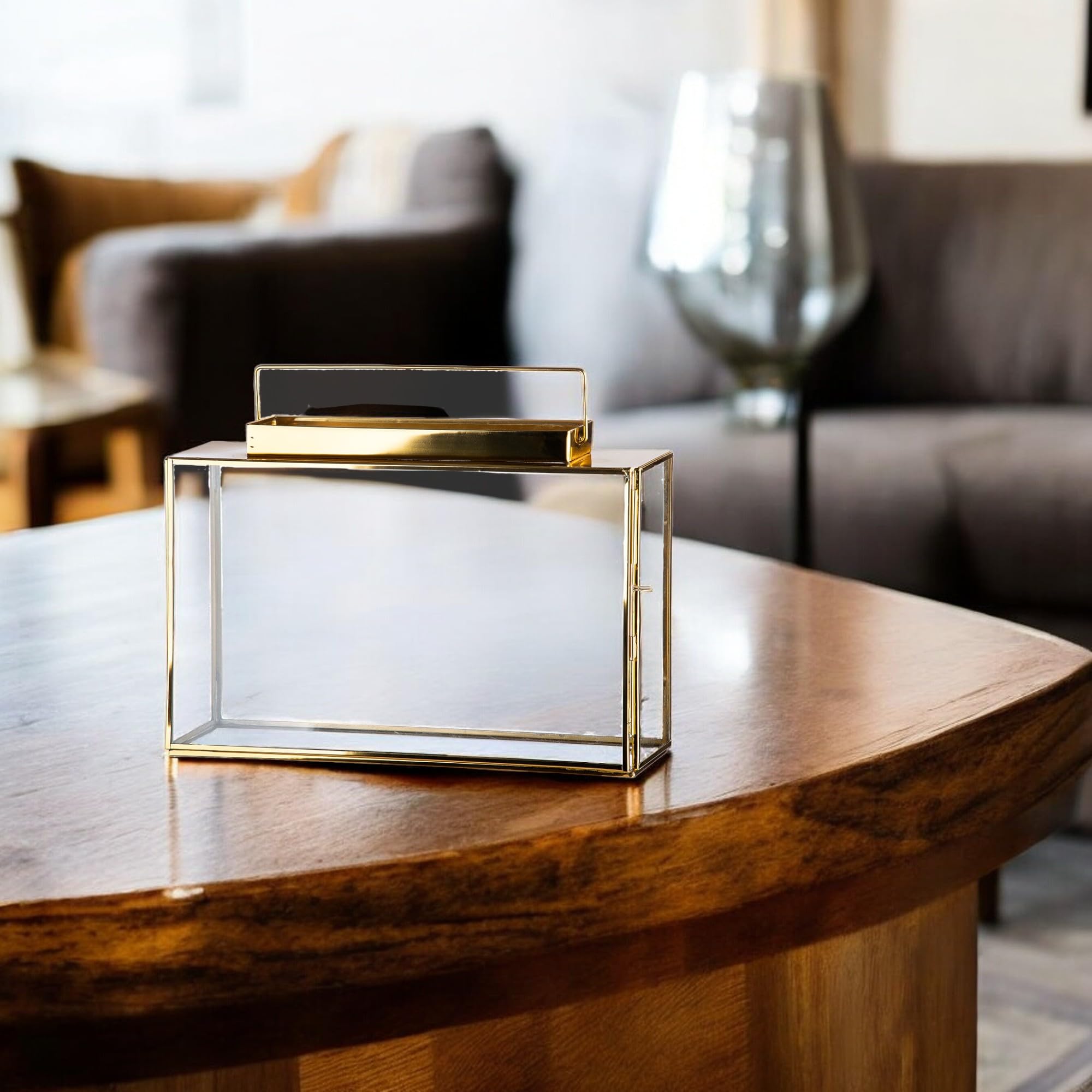 GILDE Windlicht Glas Cozy - Laterne Gold Metall (1 St) - Deko Accessoires H.22cm für Lichterketten - Deko Teelichthalter Wohnzimmer Zuhause