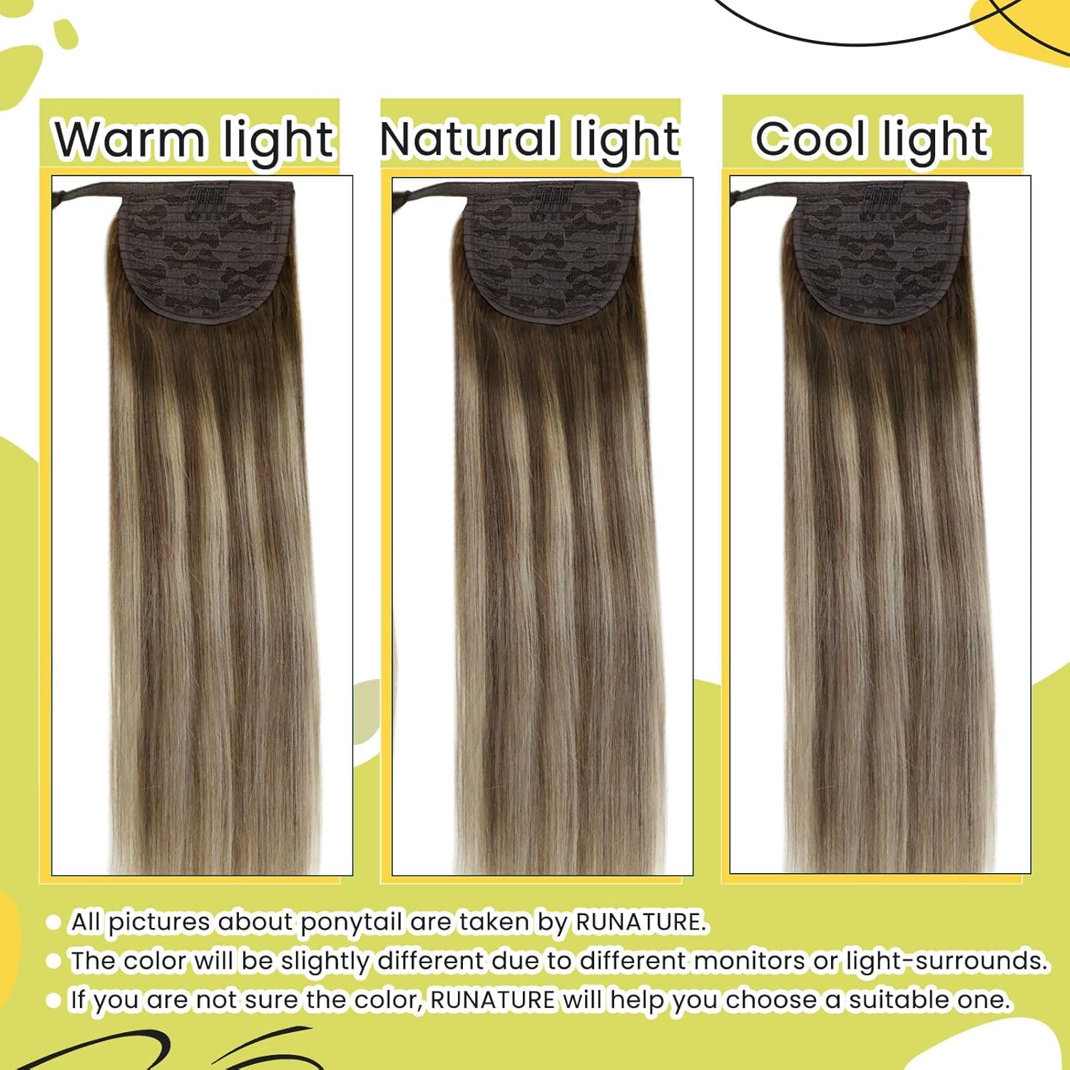 RUNATURE Echthaar Zopf Echte Haare Ponytail Extensions Echthaar Haar Pferdeschwanz Extensions Echthaar