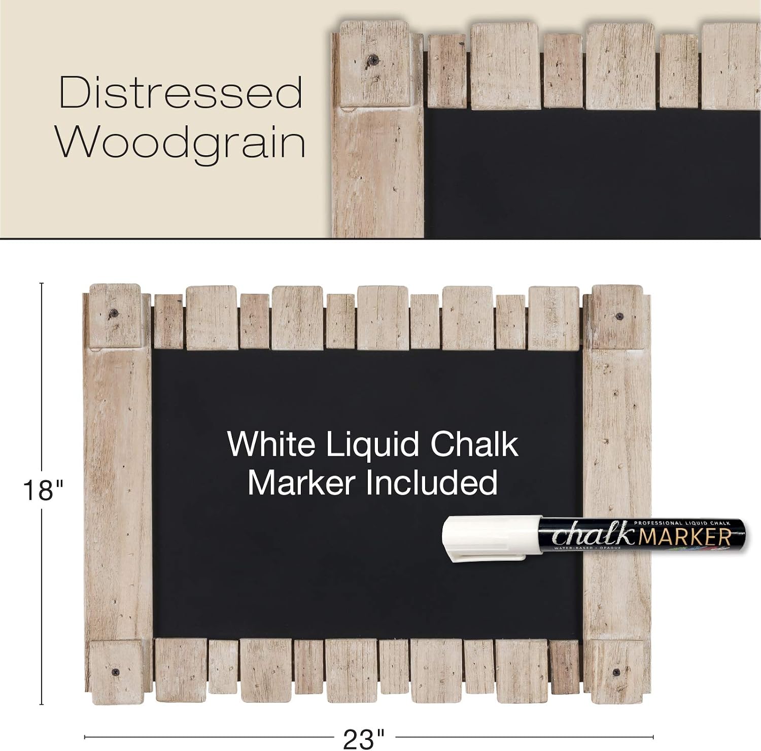 Excello Global Products Rustic Barnwood Wall Mounted Hanging Chalkboard Sign 23"x18" - EGP-HD-0016