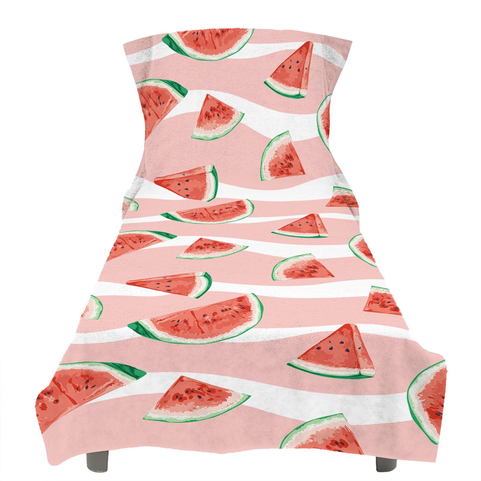 RRrawgff Beach Towel with Pockets for Loungers, Watermelon Pattern Beach Lounger Towel Beach Chair Cover Towel Fitted Sunbed Towel Sun Lounger Towels for Garden Pool Vacation (Pink Stripes)
