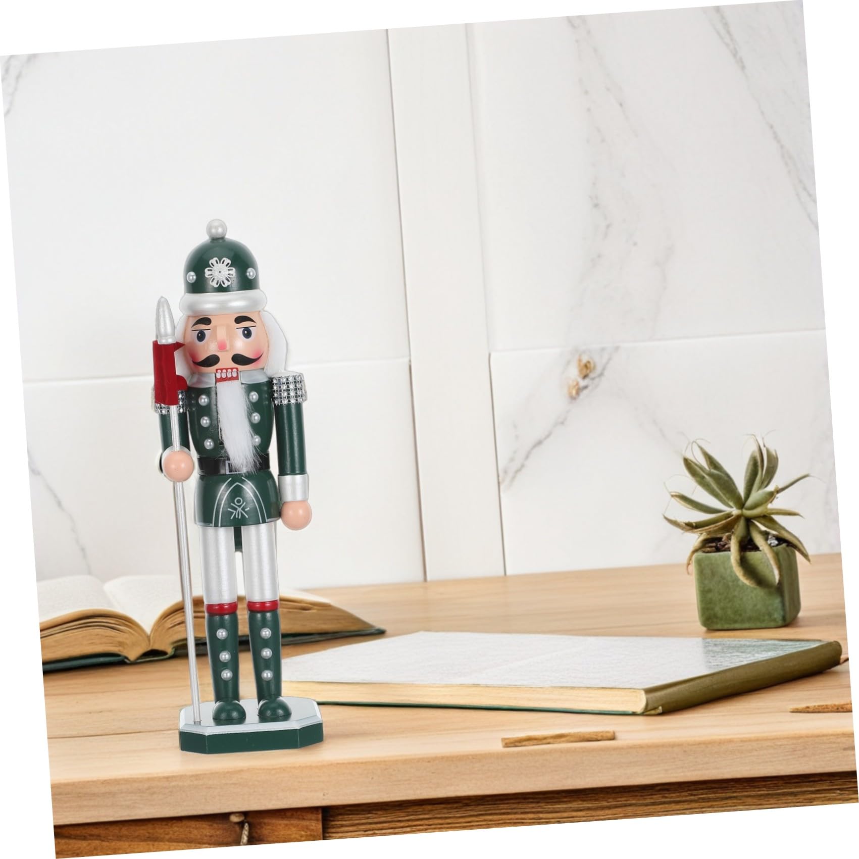 Operitacx Decoración de Navidad de Madera Verde Diseño Clásico y Apariencia Festiva, Adorno Coleccionable Adecuado para Sala de Estar y Estantería