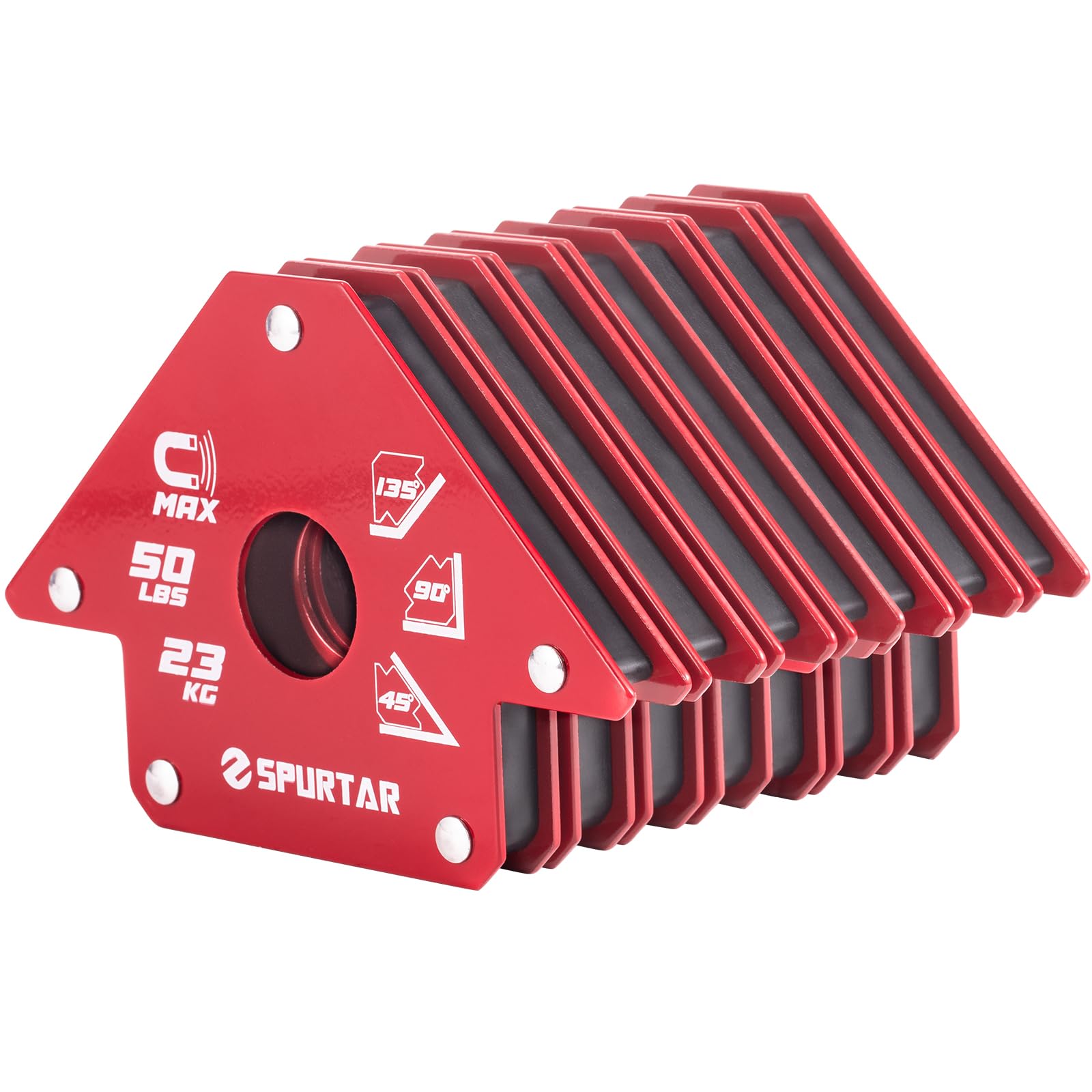 Spurtar Welding Magnets 50lbs 6pcs, Strong Welding Magnets and Clamps, Heavy Duty Magnetic Holder Tools and Accessories 45, 90, 135 Degree