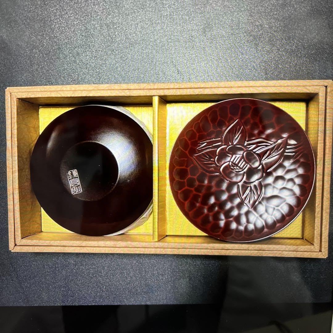 Amazon.co.jp: 超 鎌倉彫 お茶菓子皿 5枚 伝統のある素敵な彫り