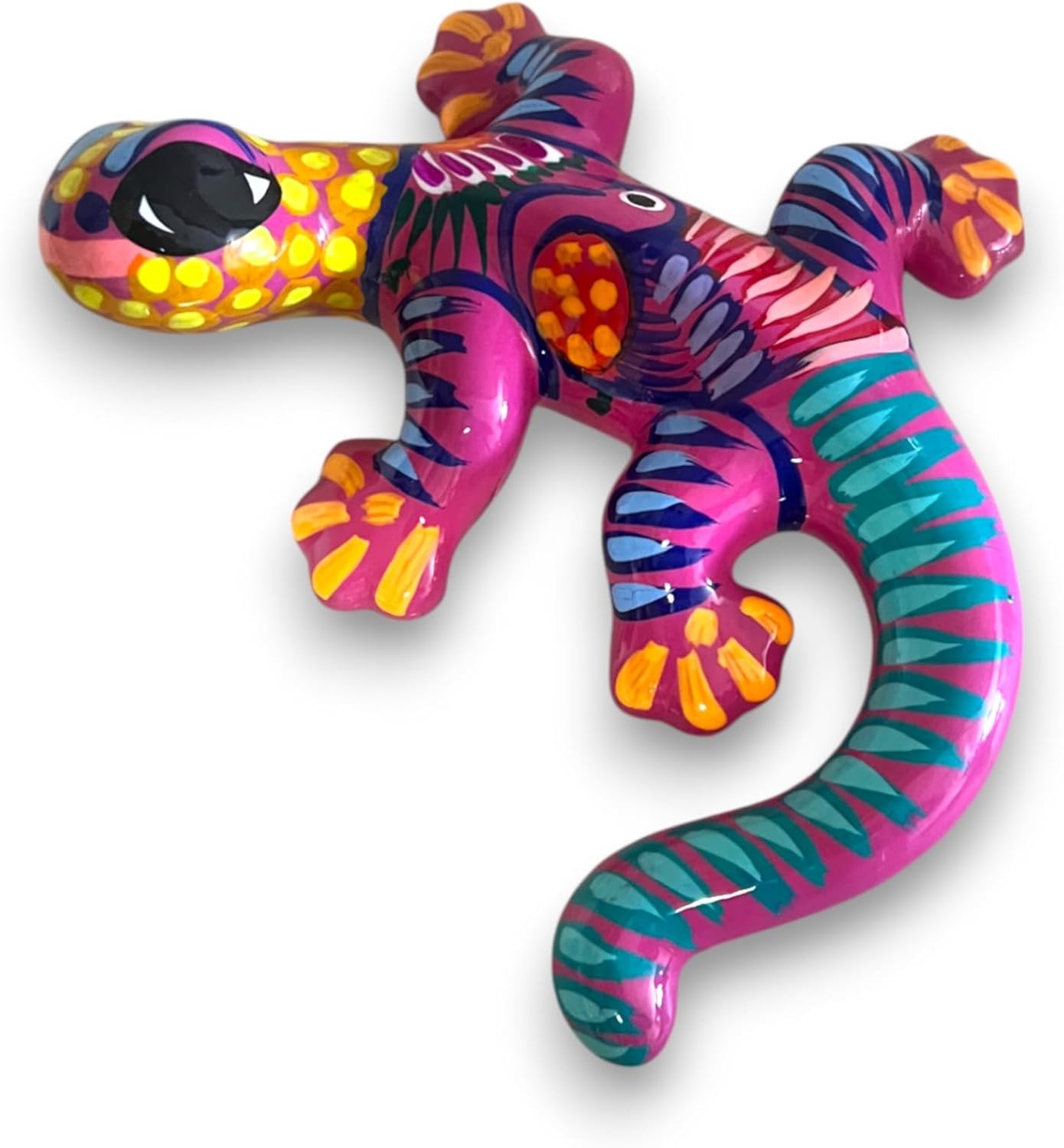 Generic Colorful Talavera Hand-Painted Lizard Wall Art | Vibrant Mexican Handcrafted Décor (Medium)
