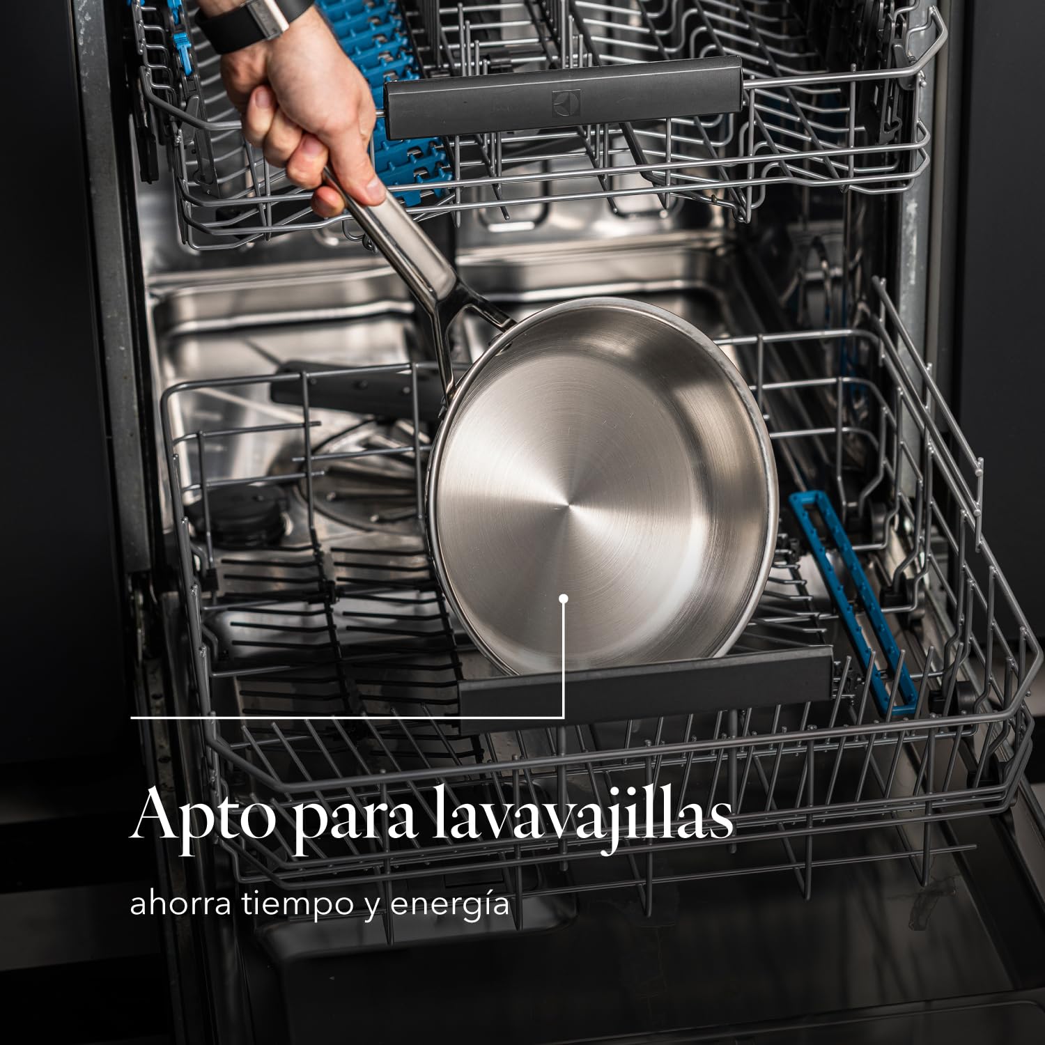 Florina Set Sartenes de acero inoxidable LUCIDA | 20 CM, 24 CM, 28 CM | 3 piezas | 3 capas | Núcleo de aluminio | Apto para horno | Mango ergonómico | Acabado espejo | Todas las cocinas