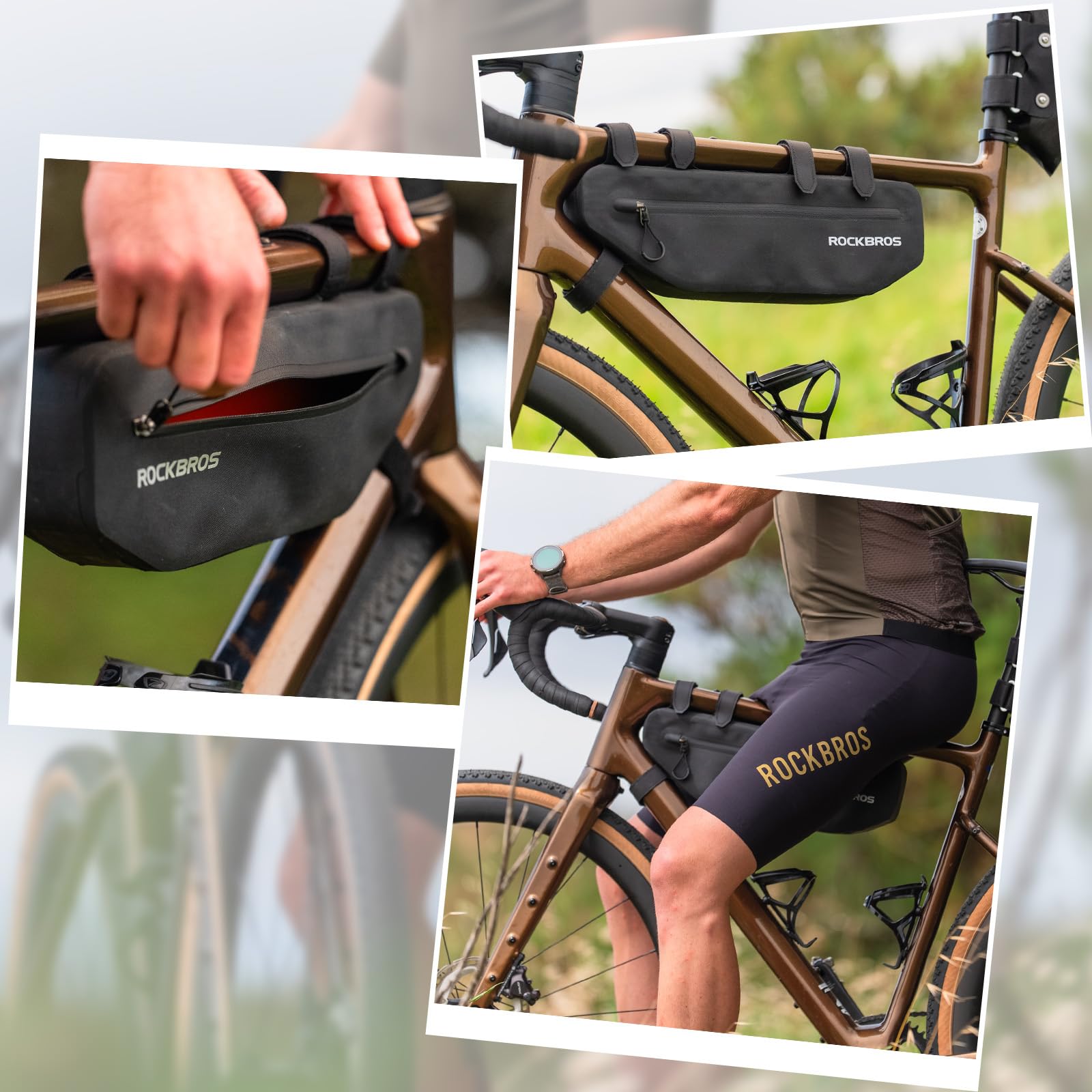 ROCKBROS Borsa Tubo Telaio Triangolo Impermeabile per Bici MTB Borsa Bicicletta Triangolare da Telaio Grande capacità 2 Modelli Disponibili 3L/4L