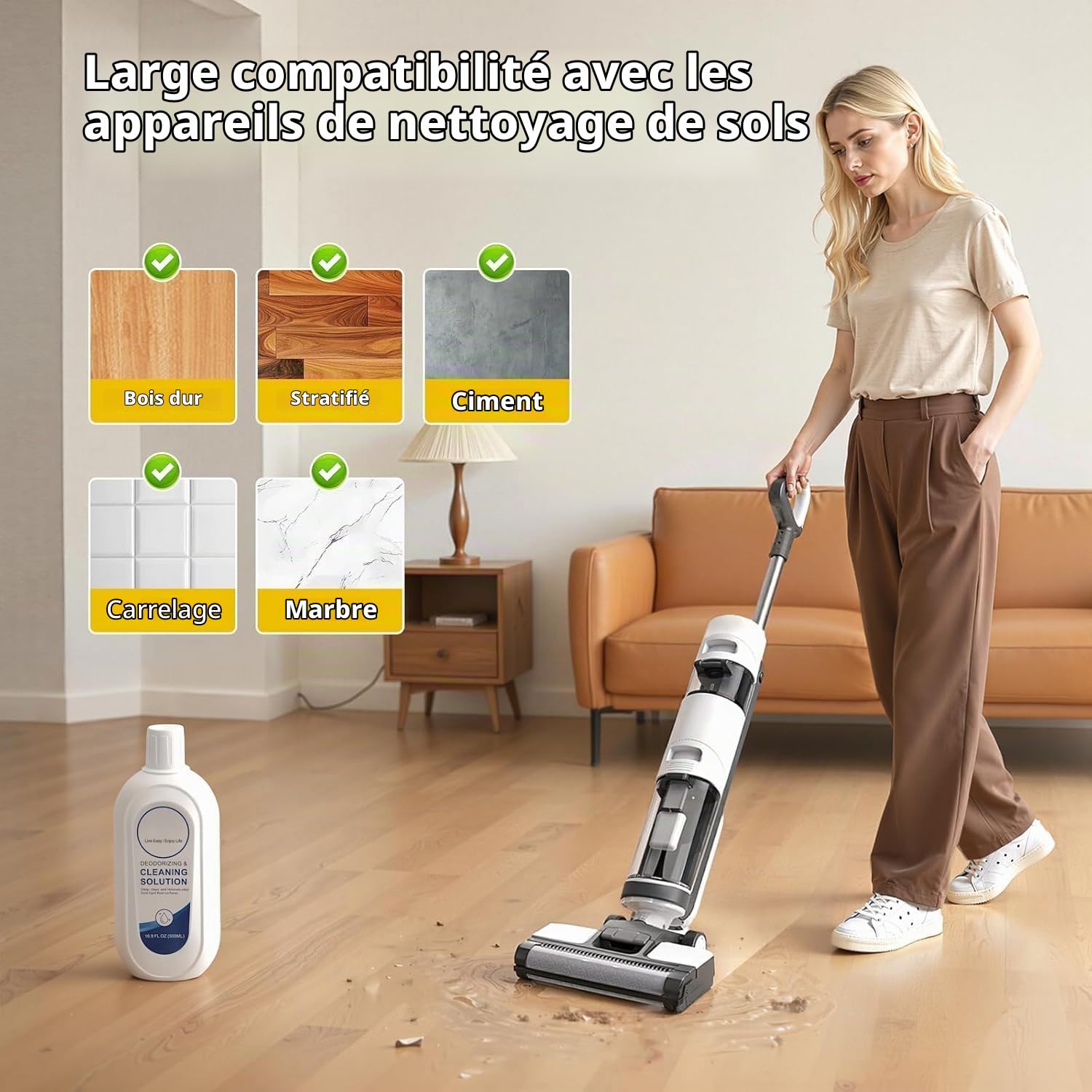 Formulaire Concentrée Nettoyante for Aspirateur-Balaiseur - Compatible avec Tineco iFLOOR & FLOOR ONE Séries - Sans Traces, Non Moussant, 1:300 Dilution - 3 x 500ml - Parfum Frais
