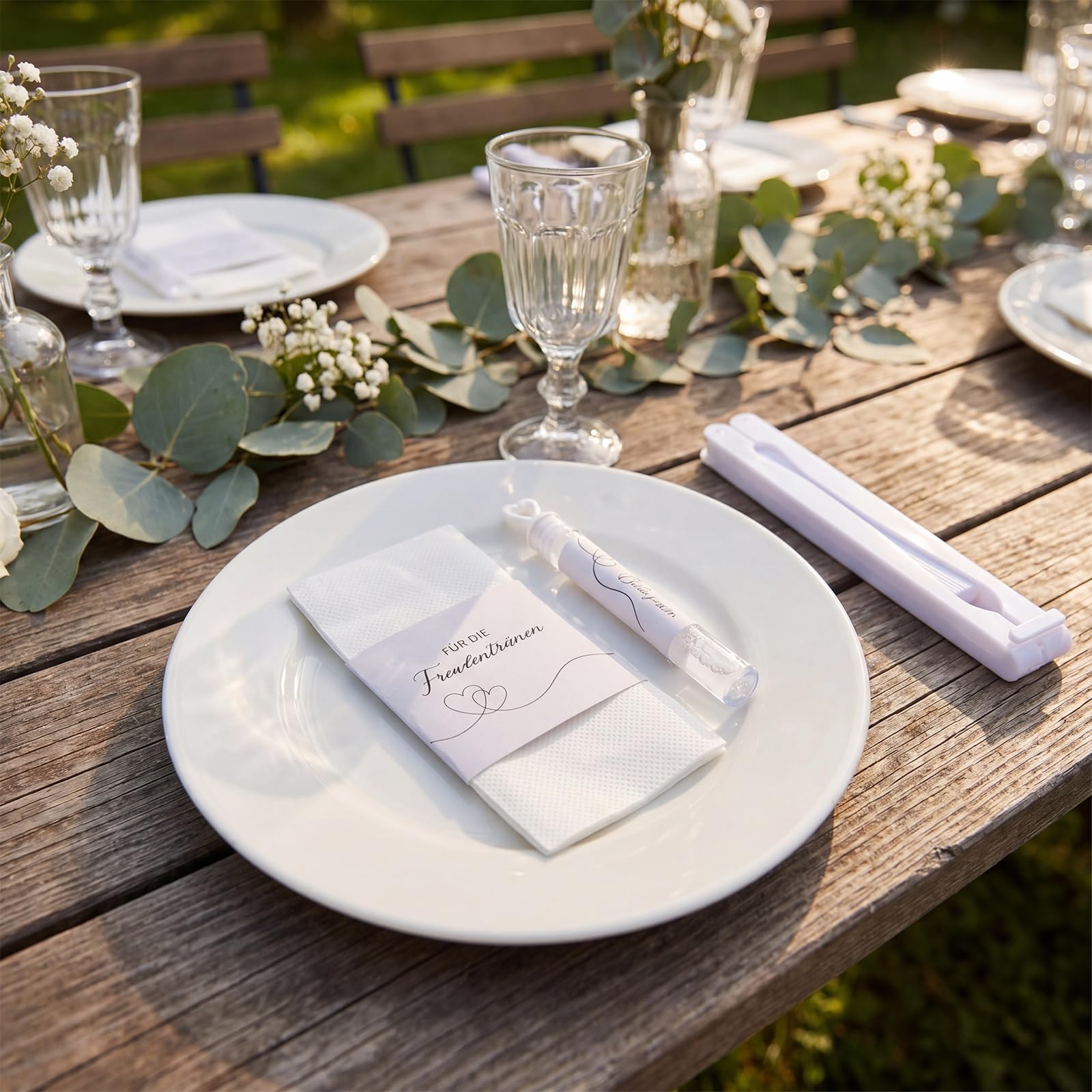 BBTO 50 Sets Hochzeit Gastgeschenke Handfächer Seifenblasen Hochzeit mit Aufkleber Freudentränen Taschentücher Banderolen Organzabeutel für Hochzeitsgäste Geburtstag Party Geschenk Tischdeko