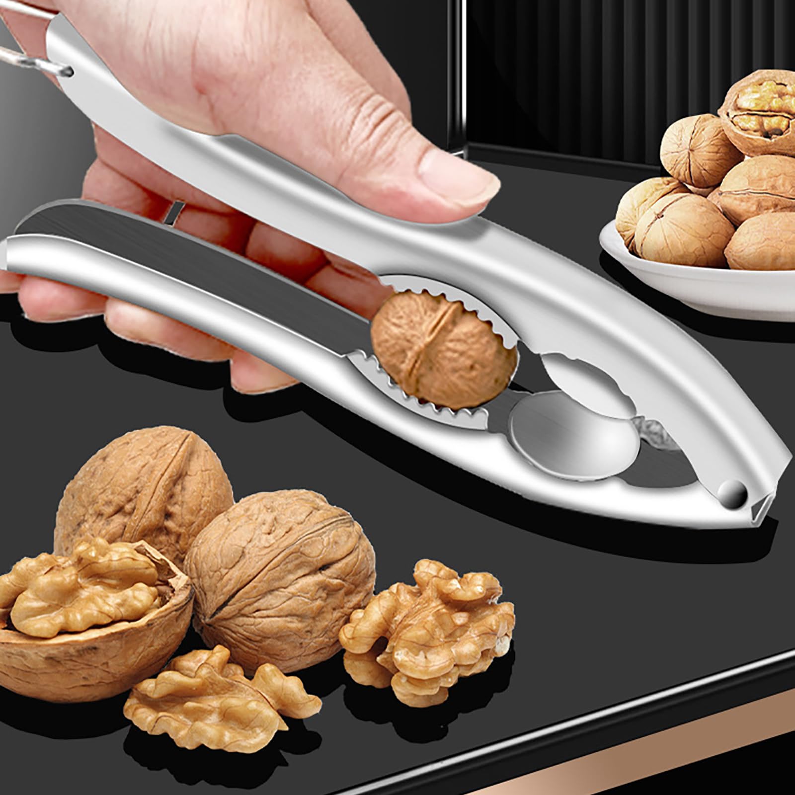 Schiaccianoci professionale per noci ergonomico, funzionamento rapido e facile, in acciaio inox 304