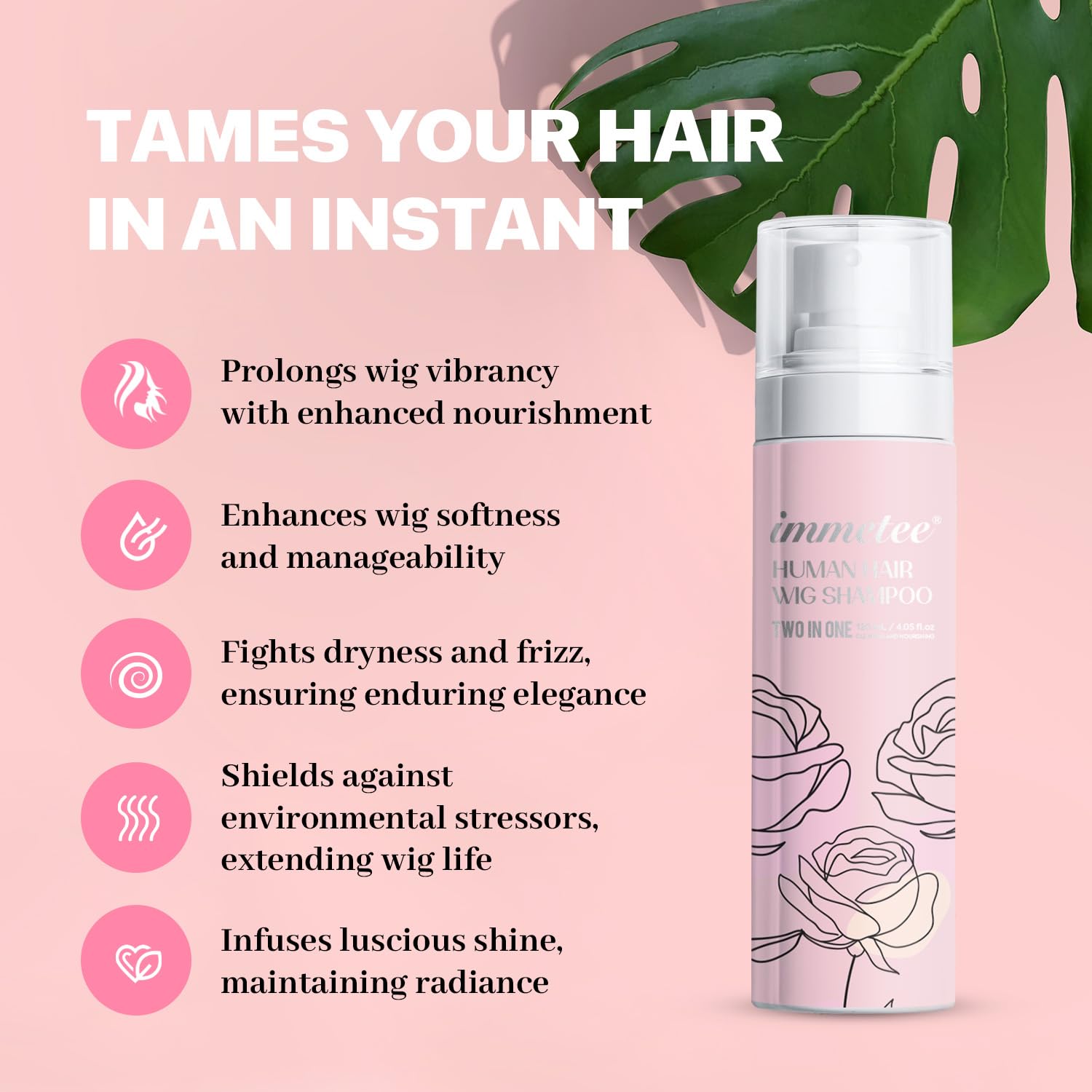 immetee Shampoo e balsamo 2 in 1 per parrucca, prolunga la vita di una parrucca, pulizia e nutrimento dei capelli, 120 ml (parrucche naturali)