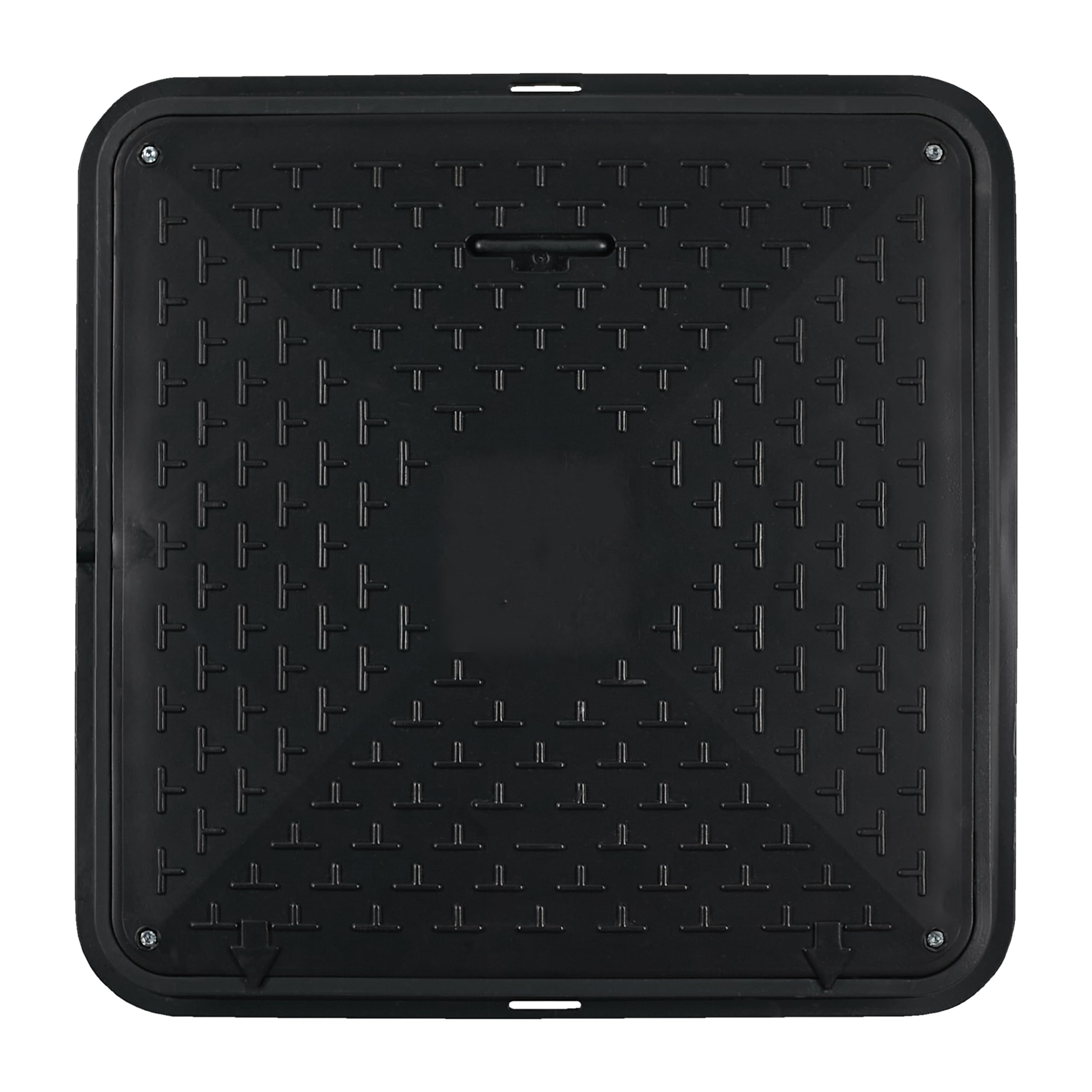 Varile 72cm quadratische Schachtabdeckung mit Griff - belastbar bis 1,5t (Schwarz)