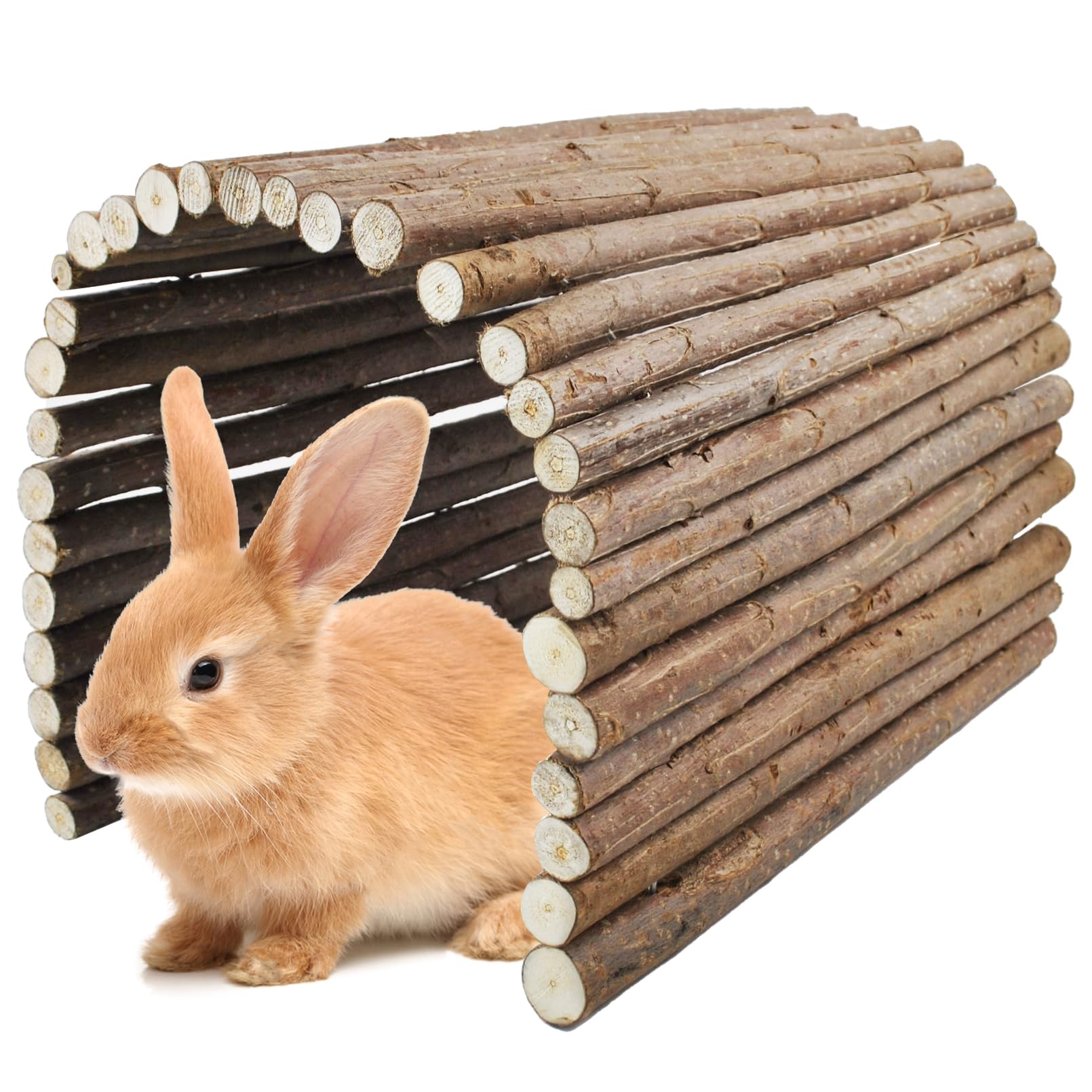 kathson Rabbit Bridge Wooden Hamster Climbing Tunnel Bunny Extra Large Ladder Wood Flexible Hideout for Guinea Pig Chinchilla Ferret Hedgehog Rat Squirrel and Other Rodents(26 x 16 in)