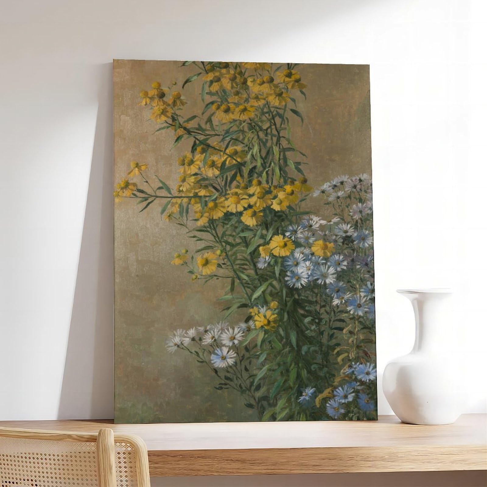 YRVSHC Poster su tela con fiori autunnali, girasoli e astri autunnali, per soggiorno, decorazione regalo