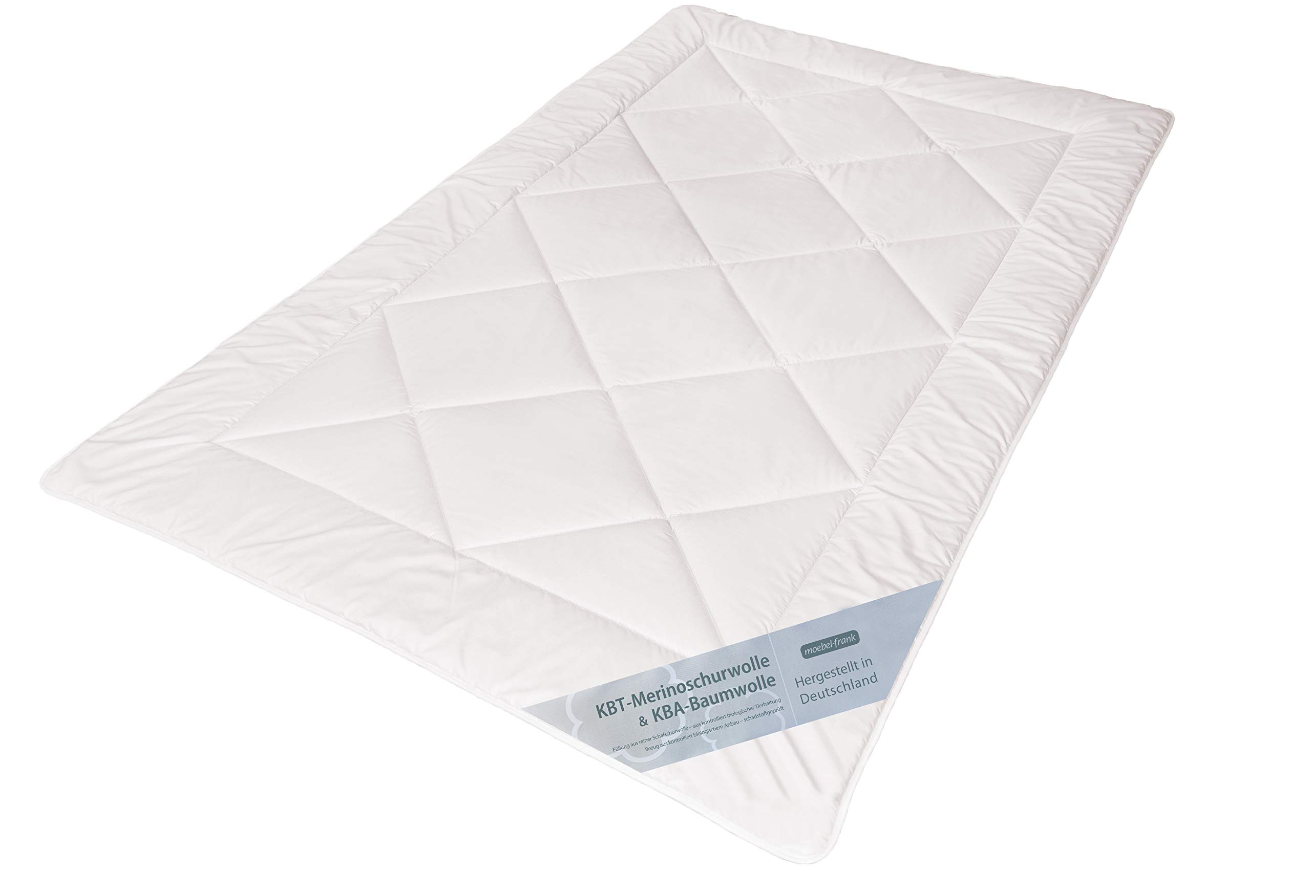 franknatur Bettdecke 140x200 Ganzjahresdecke Bio Schurwolle Natalia | Schafwolldecke aus 100% Bio Merinowolle, Bezug 100% Bio Baumwolle, temperaturausgleichend, atmungsaktiv, waschbar, Oeko-TEX