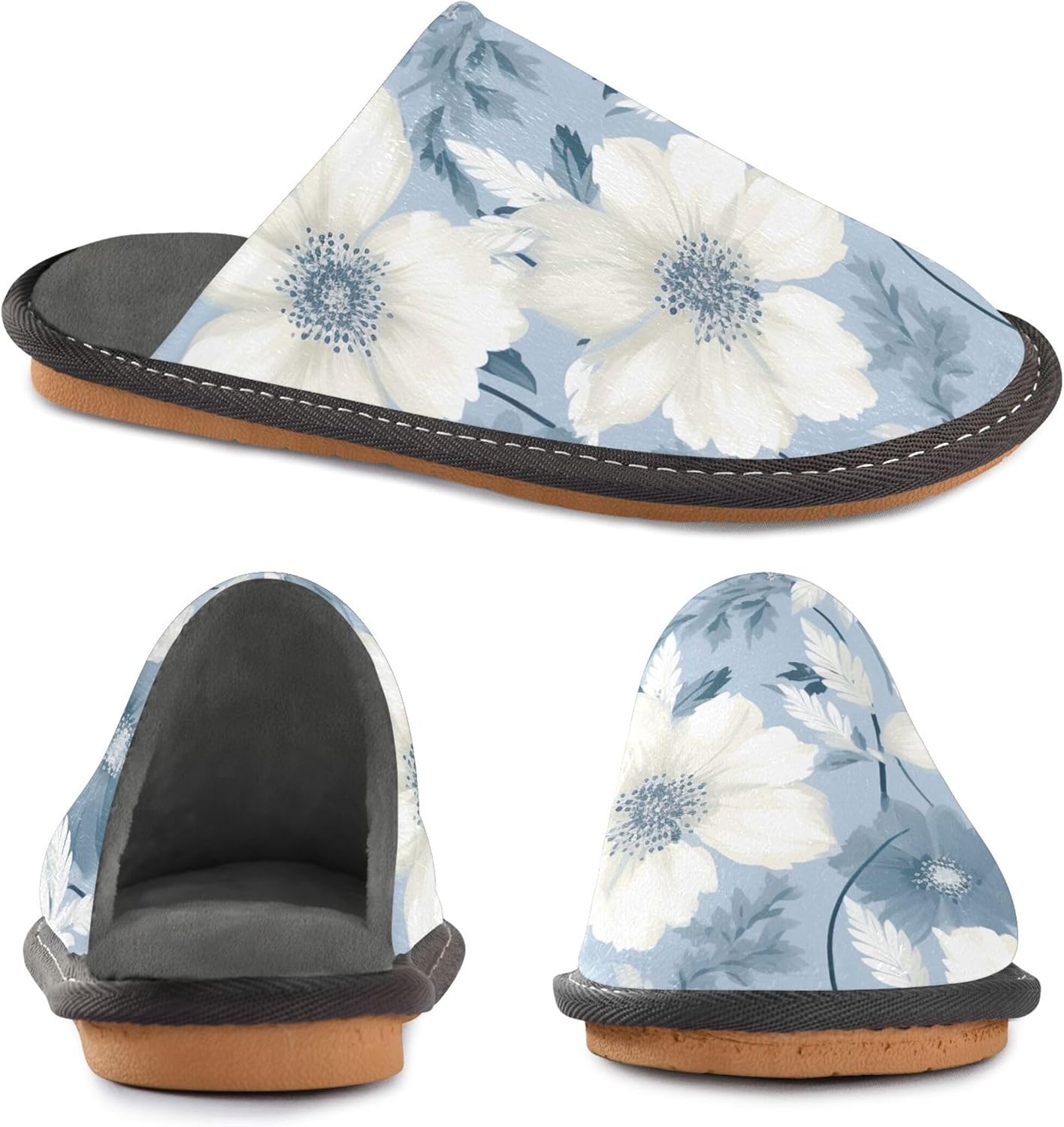 Boho Garden Flower House Slippers – Cozy Fuzzy Slippers for Guests, Washable & Disposable, Perfect for Shoeless Home, Spa & Hotel Use A110683
