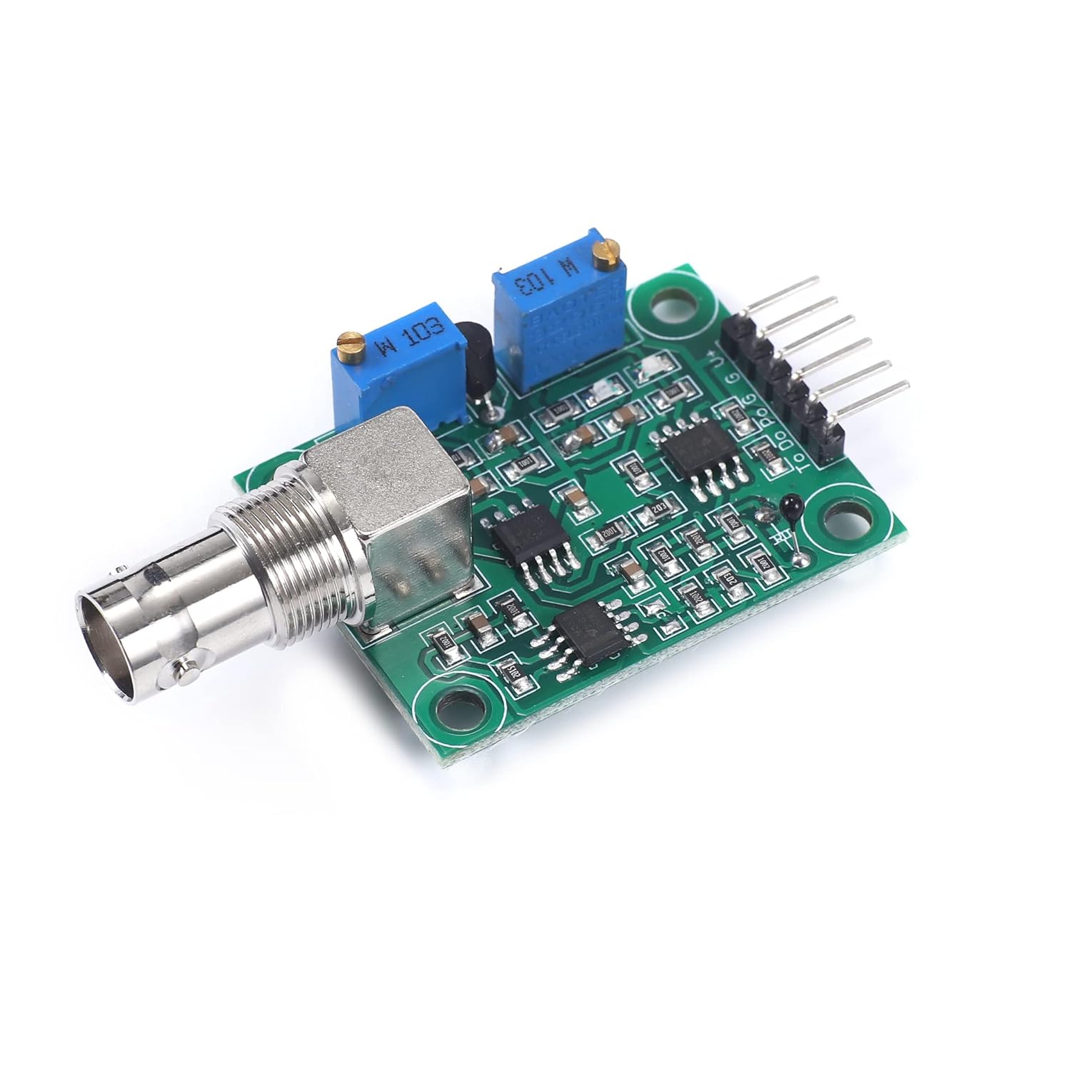 Teyleten Robot PH Sensor Module front view with BNC connector and potentiometers