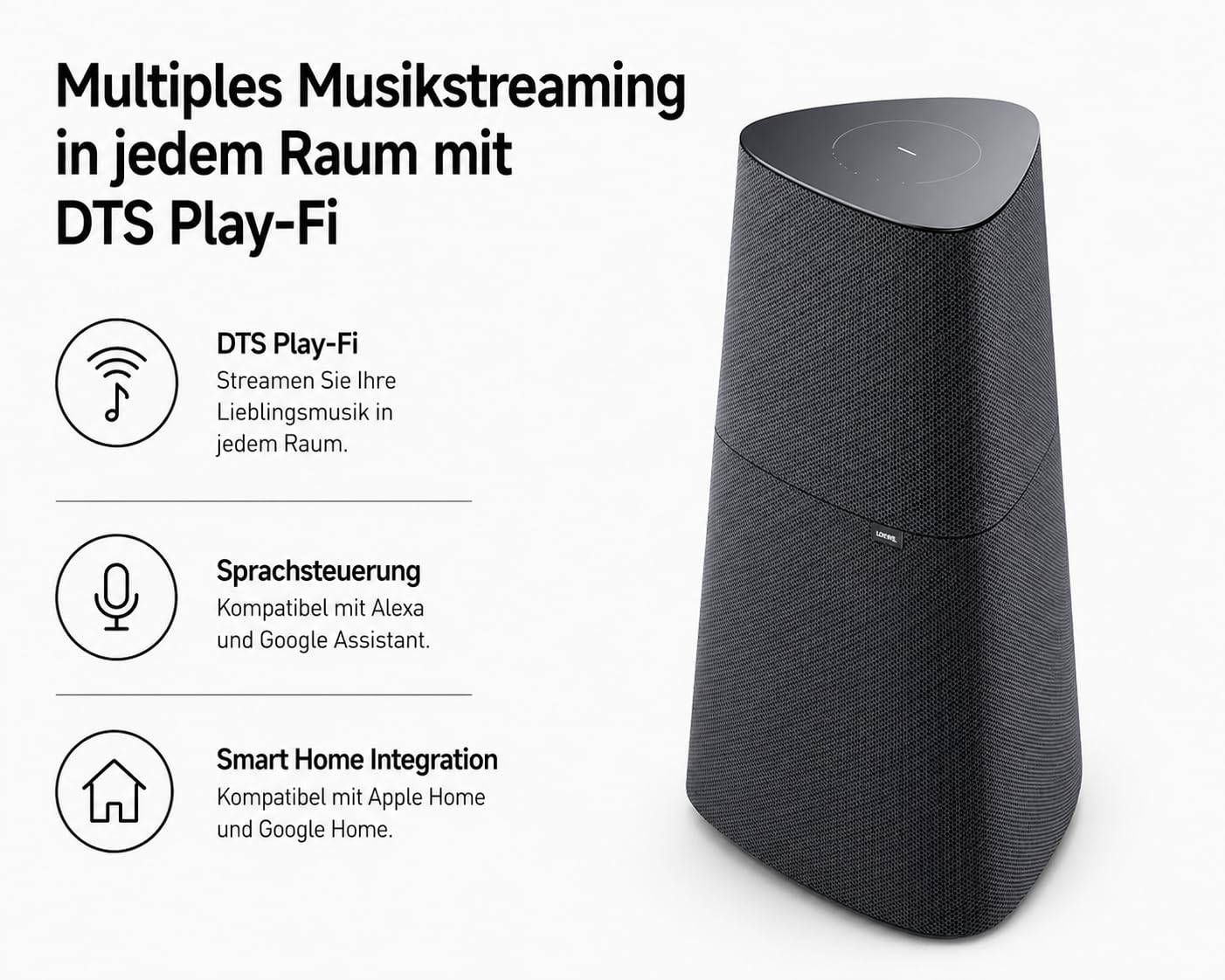 Loewe klang mr5, Basaltgrau, Multiroom Lautsprecher, AirPlay 2, Chromcast, DTS Play-Fi, 180 Watt Gesamtleistung, Kabelloser Lautsprecher