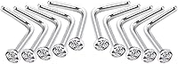 Vista 7 de 20 Piezas Piercing de Nariz Curvado Anillo de Nariz de Acero Inoxidable con Cristales Forma en L Tornillo de Nariz Joyería de Piercing, Calibre 20