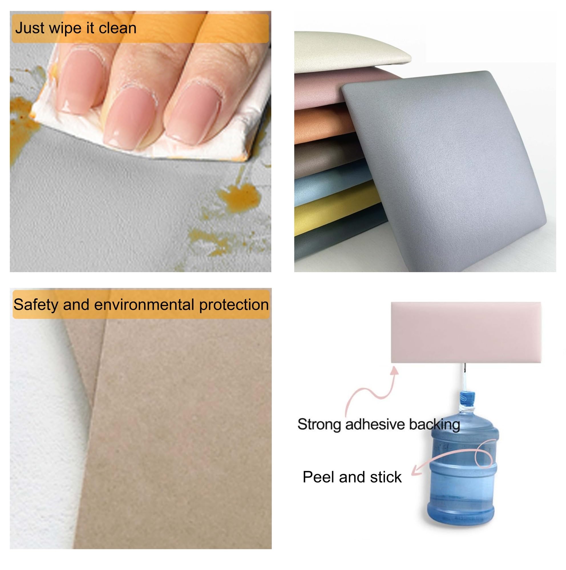 Panneaux de tête de lit à décoller et Coller pour Mur, Panneaux muraux rembourrés en éponge Haute densité, têtes de lit pour Lits, Panneaux muraux Auto-adhésifs, Rembourrage Mural pour Tapis