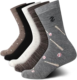 Boys' Crew Socks - 5 Pack Breathable Soft Stretch Moisture Wicking Crew Calf Dress Socks for Boys (Shoe Size: 6-11, S-L)