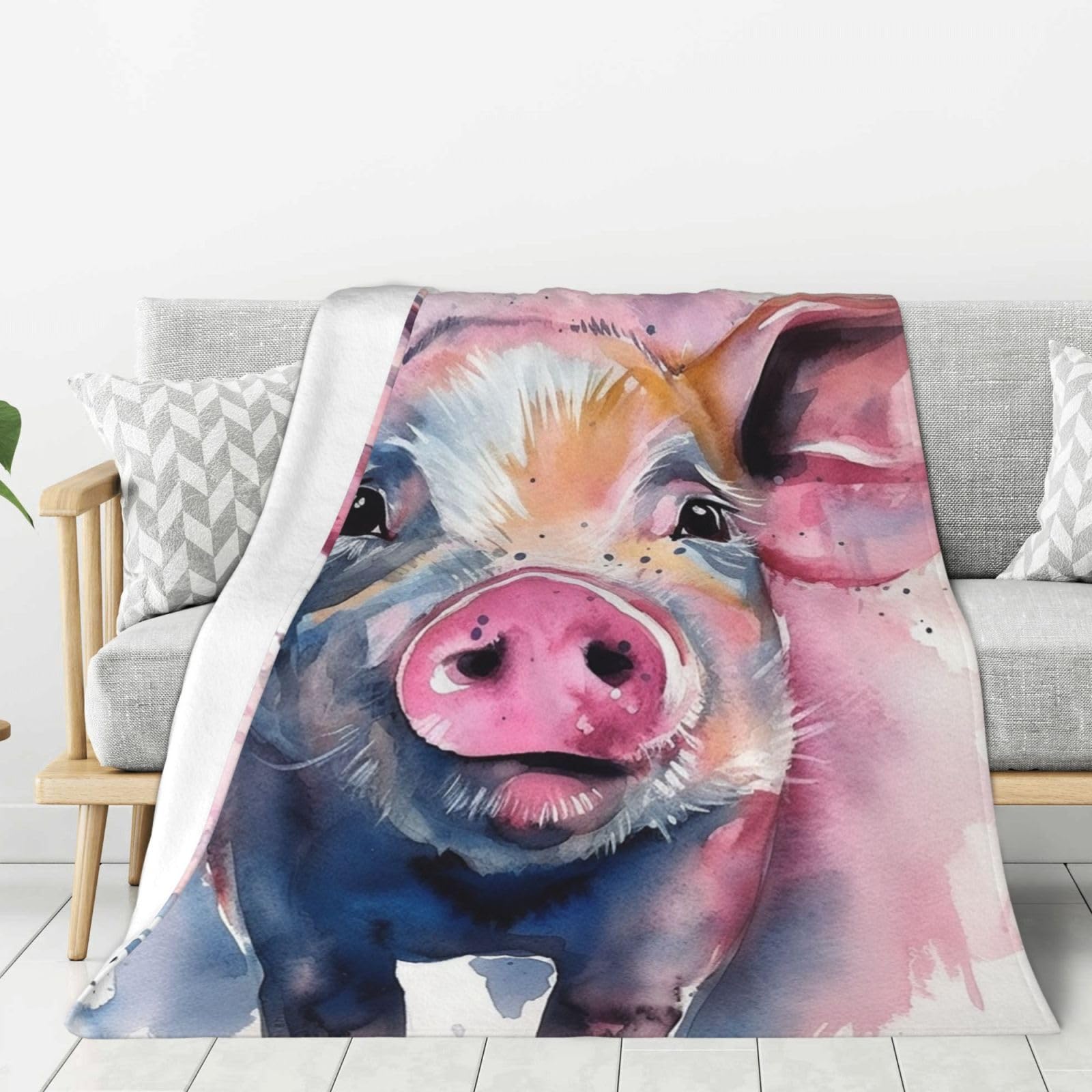 Smiling Throw Blanket Plush Flannel Fleece Blanket, Soft Lightweight Cozy Blankets 60"X50" for Bed Couch Sofa Travel