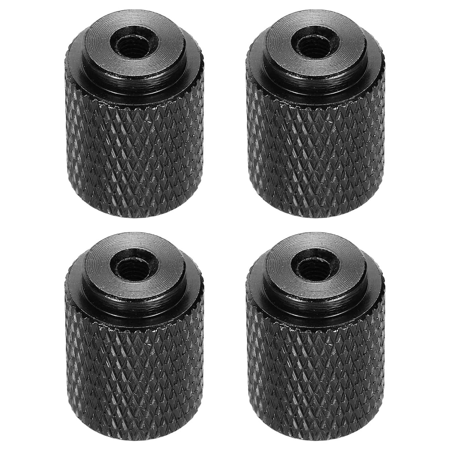 MECCANIXITY 4pcs Knurled Thumb Nut, M3 12mm OD 16mm Height 6061 Anodized Aluminium Alloy Hand Screw Nut, Metal Chassis Screw for Machinery, DIY Assembly, Electronics, Bright Black