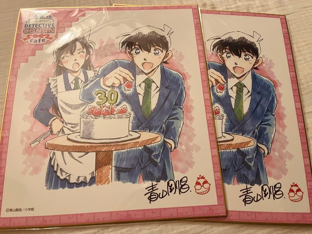 名探偵コナン 連載30周年記念カフェ スクエア缶バッジA・B コンプ