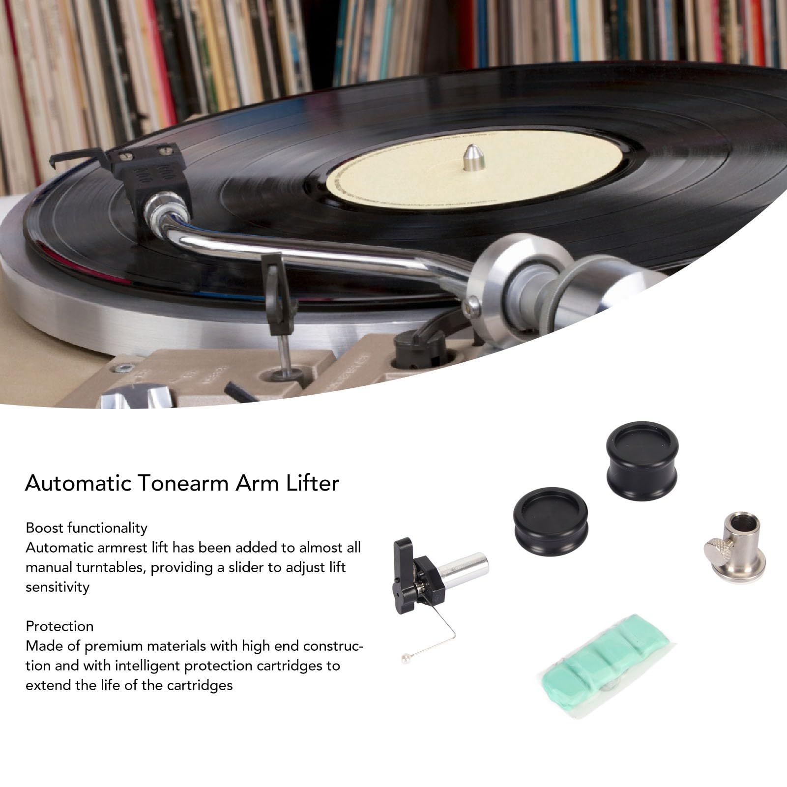 Automatischer Tonarm Armheber, Aluminium Tonarm Sicherheitserhöhung mit Einstellbarer Höhe für LP Plattenspieler Disc, Universeller Tonarm Lift mit Trigger Lift für Verschiedene