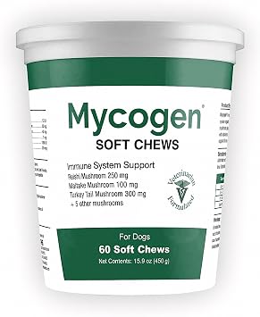Mycogen Immune Support for Dogs Beta Glucan, Reishi, Shiitake & Maitake Mushroom Blend Helps Boost Immunity & Defend Against Illness Vet-Formulated 60 Tasty Liver-Flavored Soft Chews