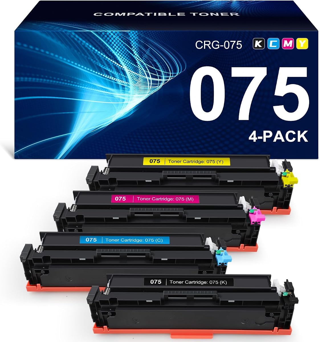 075 Juego de cartuchos de tóner compatibles con Canon MF665CDW MF662Cdw LBP646Cdw | Repuesto para cartuchos de tóner Canon 075, Color imageclass MF665Cdw MF662Cdw MF663Cdw LBP646Cdw LBP647Cdw, paquete de 4