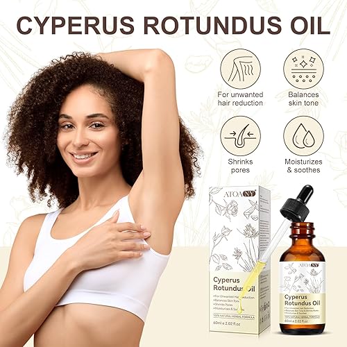 Miniatura 3 de Aceite Cyperus Rotundus para depilación, 2.1 onzas líquidas de aceite natural Cyprus Rotundus, reduce el crecimiento del cabello y calma la piel,