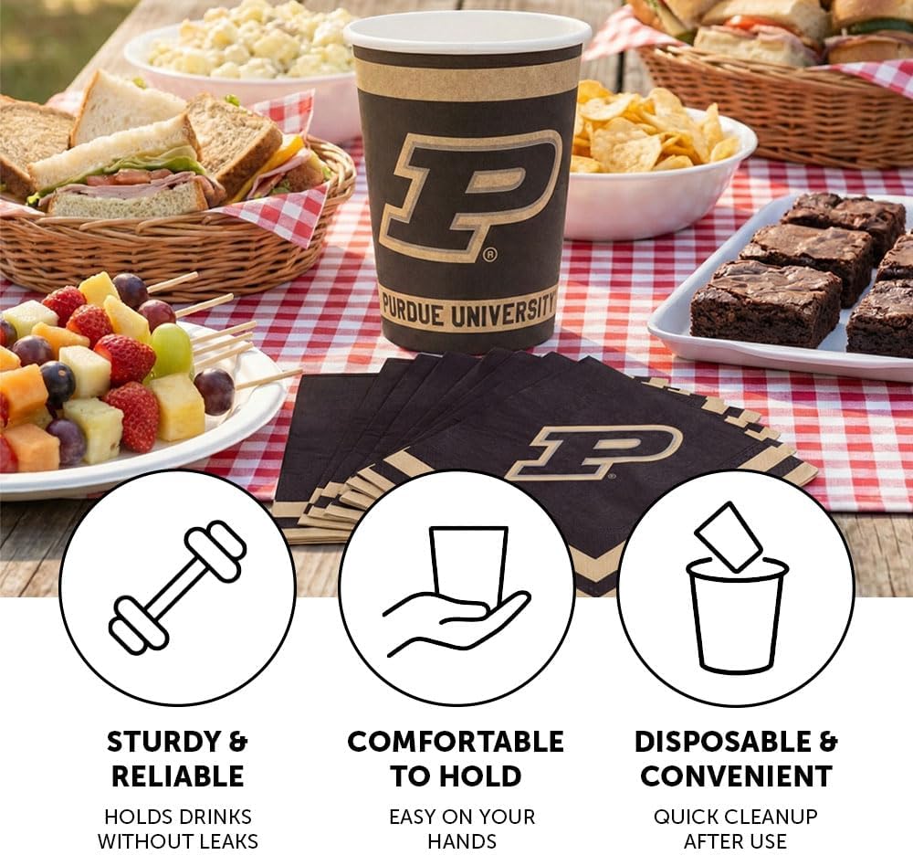 Desert Cactus Purdue University Paper Cups Purdue Boilermakers 20 Count 9 Ounce Cold Beverage for Tailgates, Graduation, Party and Game Day Tablecloth Decoration (Design A)