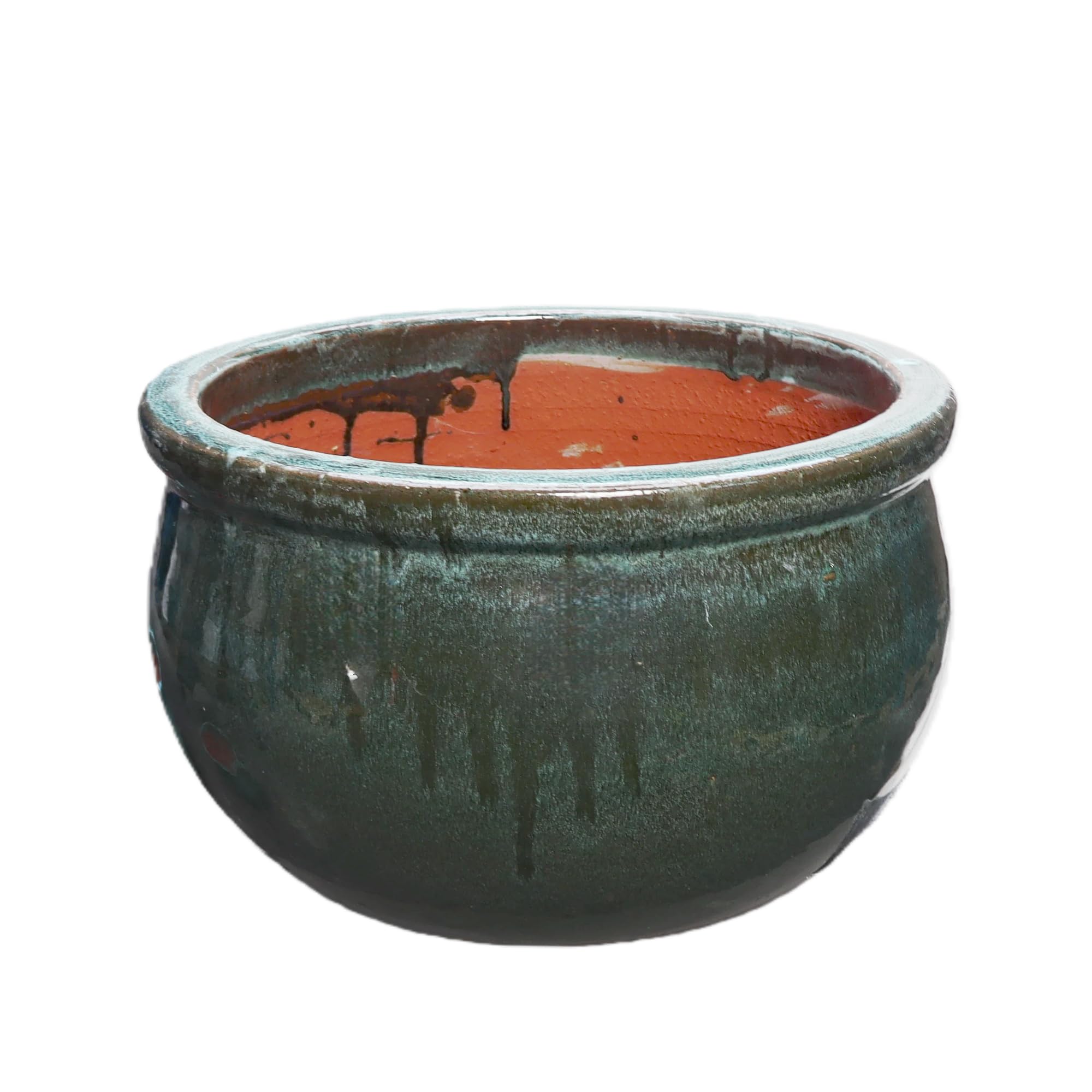 Steinzeug-Blumentopf/Pflanzkübel Bamboo Moosgrün 37x24cm frostfest