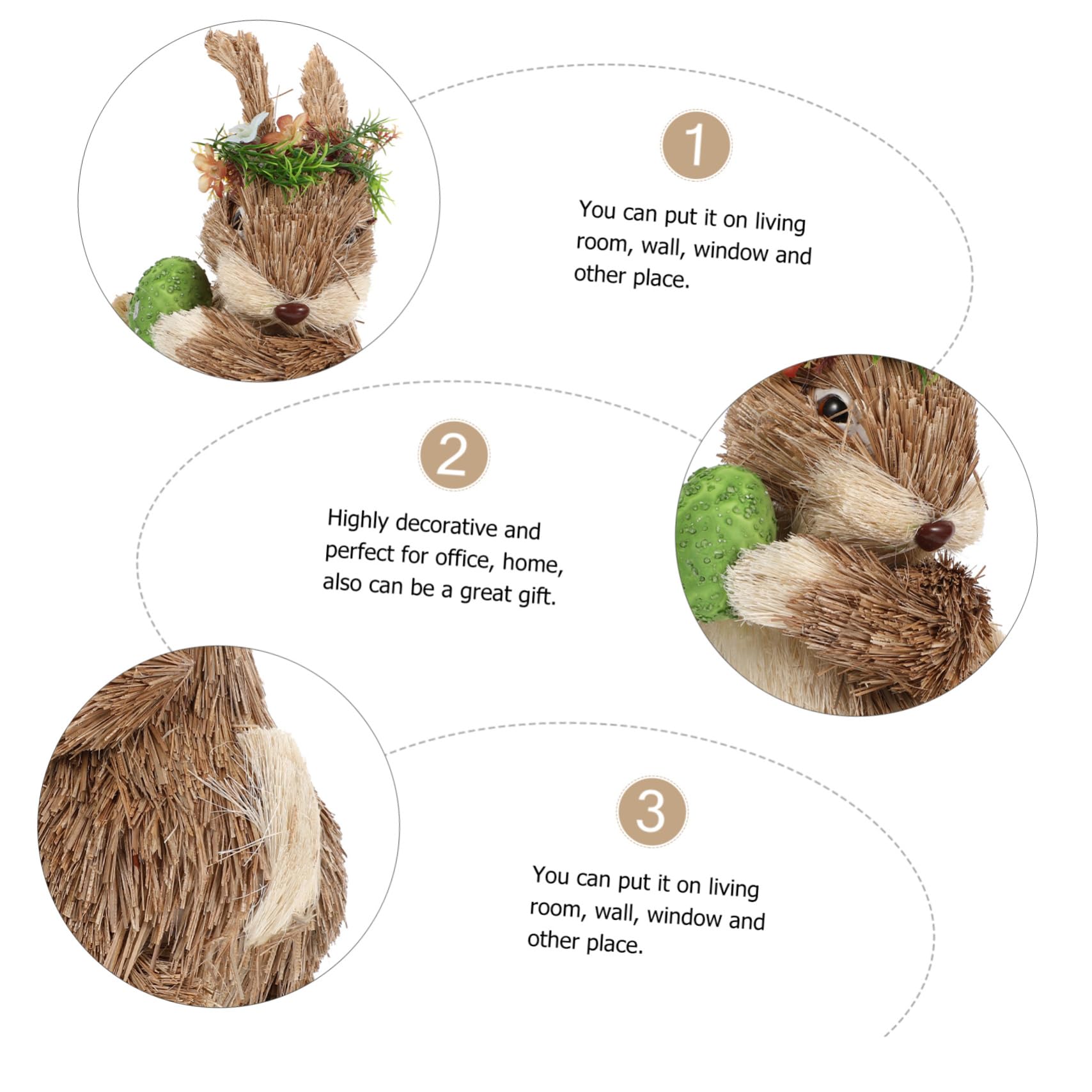 Ciieeo 2 Pièces Lapin Debout en Paille Ornement De Bureau Animal Mini-Lapin Statue De Lapin Debout Lapin De Pâques en Paille Mini-Jouets pour Animaux Décor Gazon Table à Manger Ornements