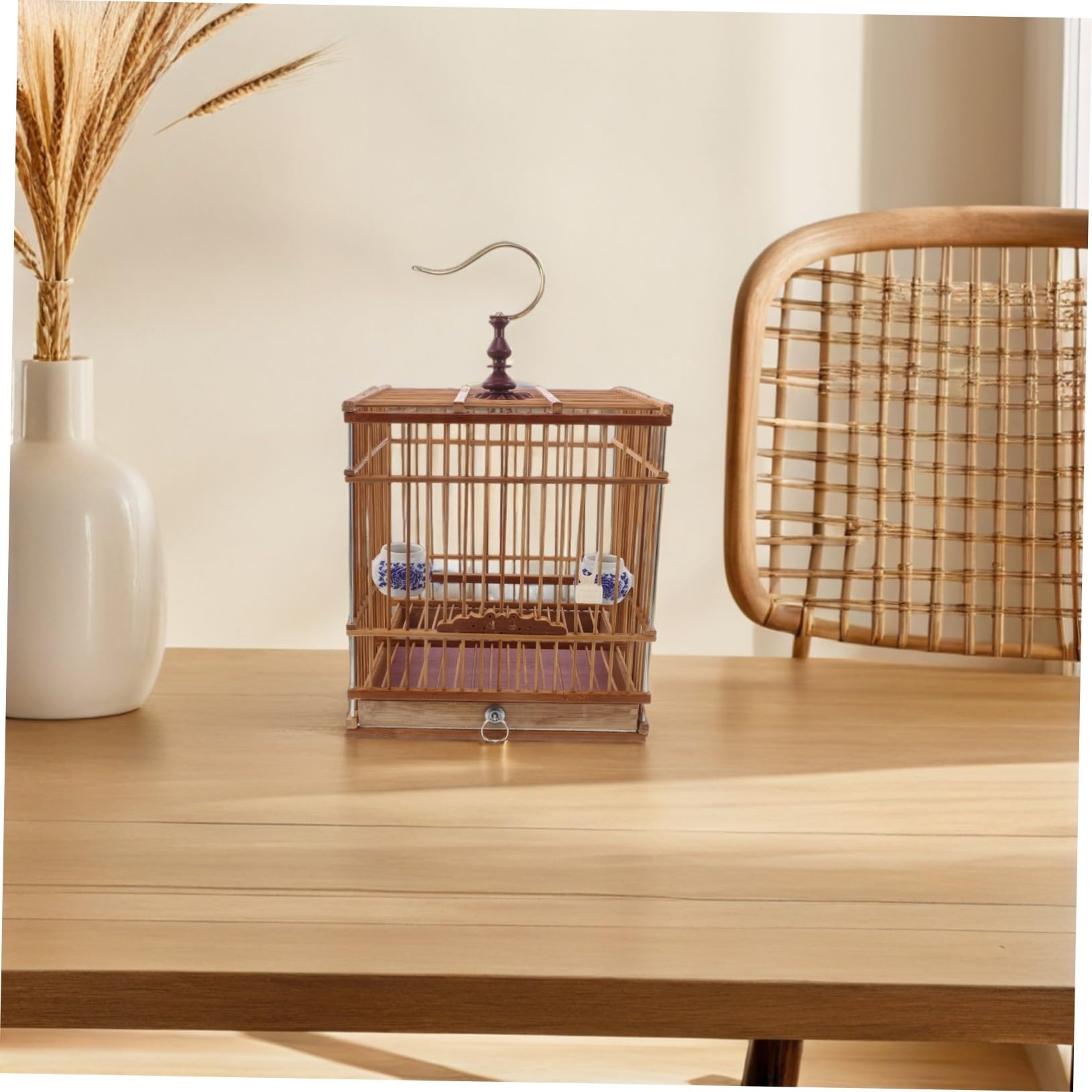 Vogelkäfig Rechteckig Carbonisiertes Stabiler Nistkasten für Wellensittiche Zosterops Kanarienvögel Eleganter Vintage Käfig für Garten Balkon Büro Praktisches Design mit